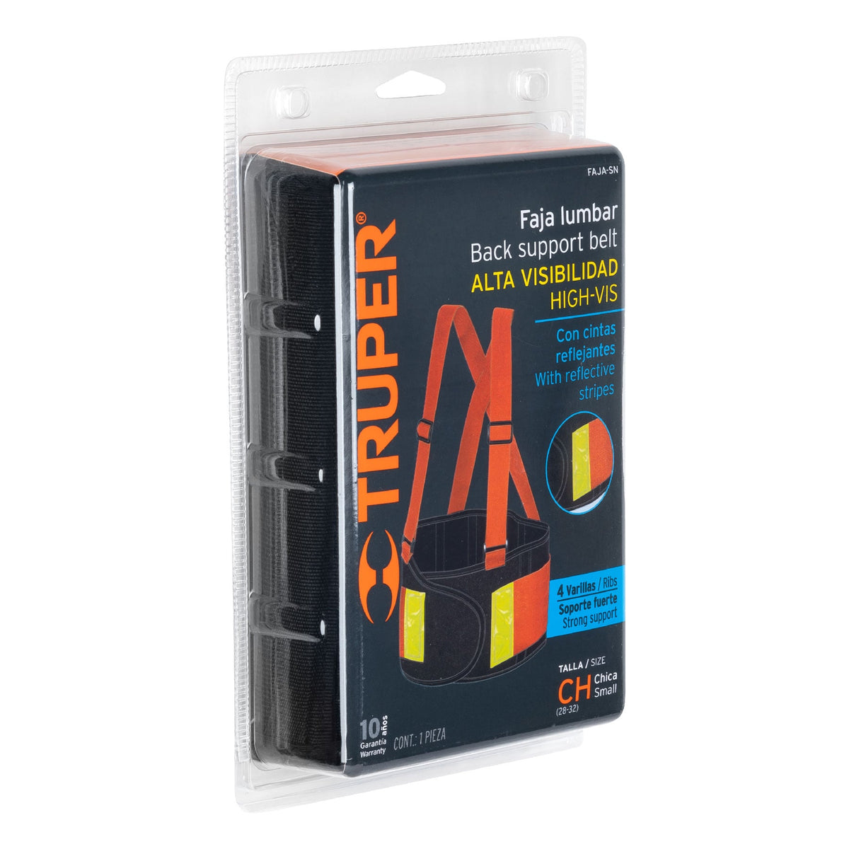 Faja Lumbar Naranja con Cintas de Alta Visibilidad, Ch, Truper