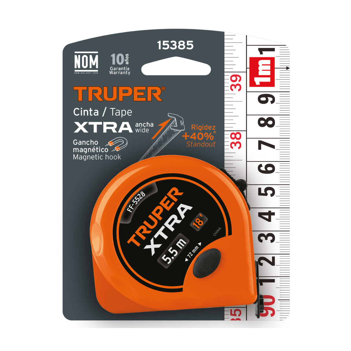 Flexómetro Xtra 5.5 m Cinta Extra Ancha 28 mm, Truper