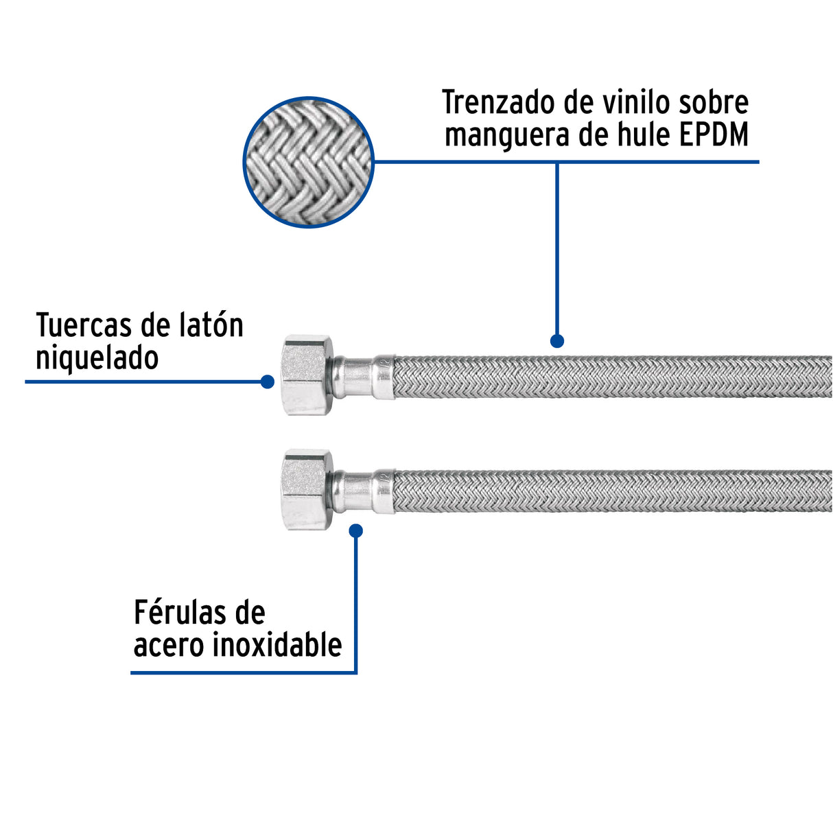 Manguera Lavabo/Fregadero, Vinilo Gris, 1/2' X 1/2', 100 cm