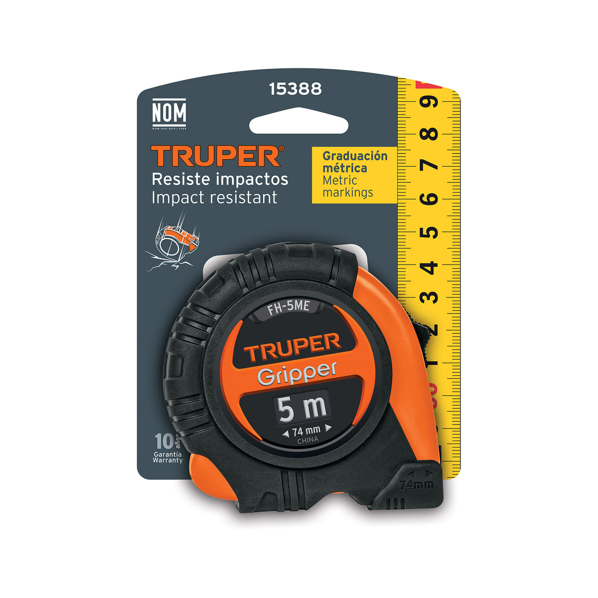 Flexómetro Contra Impactos 5 m Cinta 19 mm Grad. Métrica