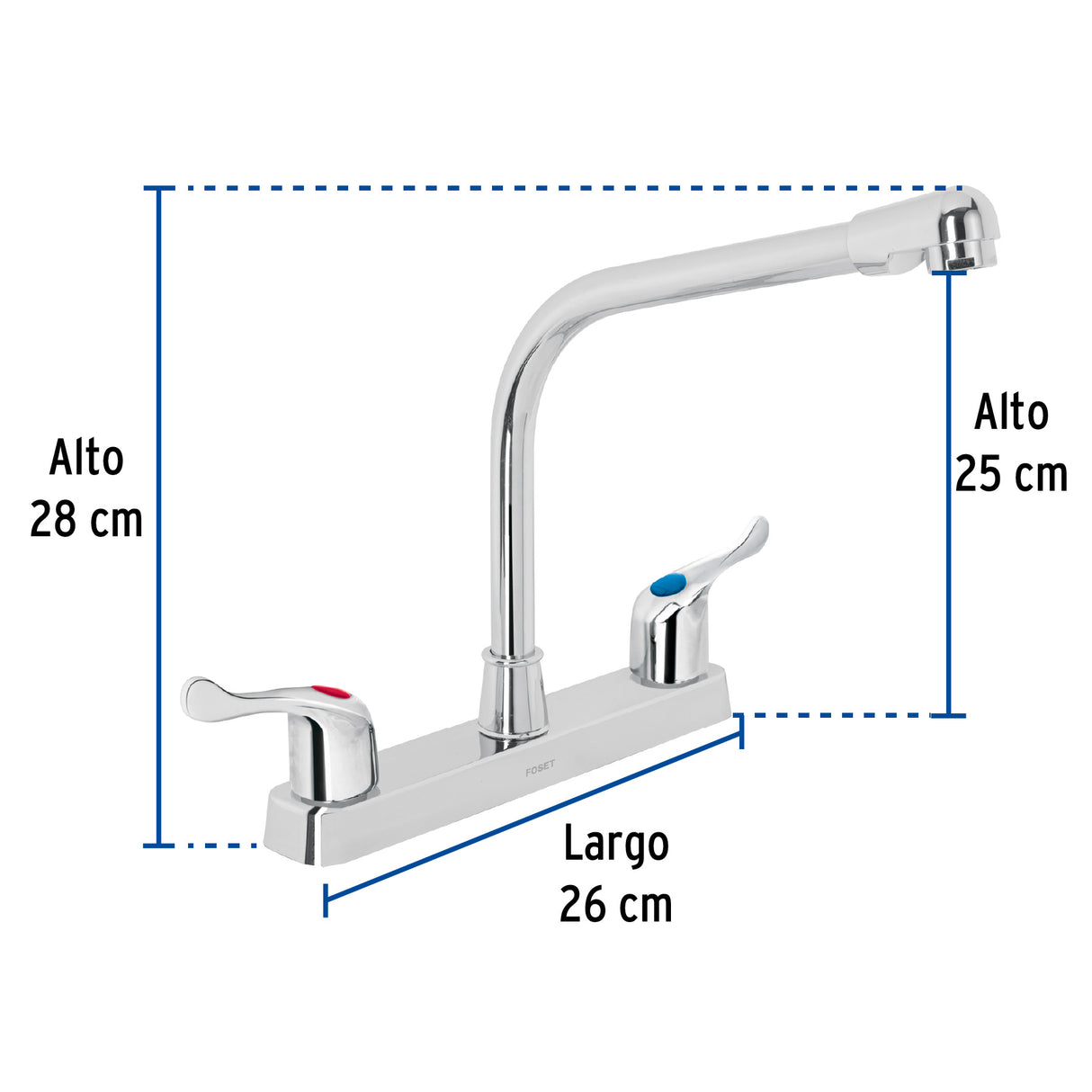 Mezcladora 8' Fregadero, ABS, Cuello Cobra, Palanca, Basic