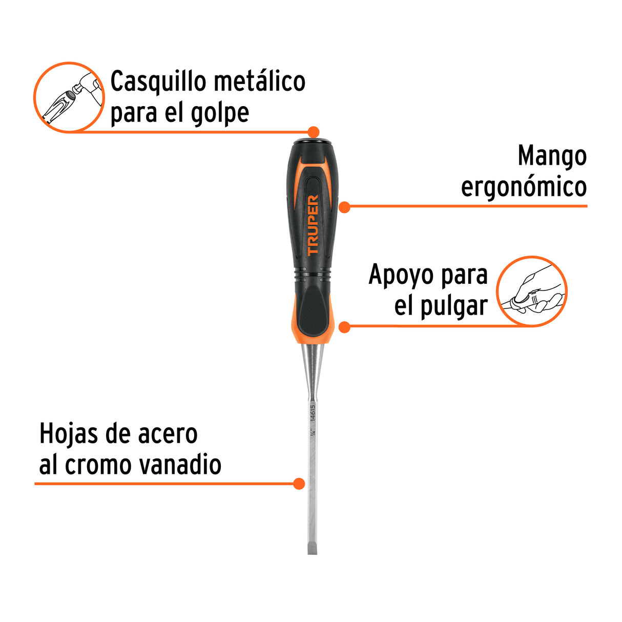 Formón 1/4' Mango Comfort Grip, Truper