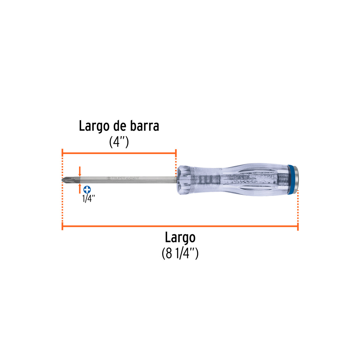 Desarmador de Cruz de Golpe 1/4' X 4', Truper Expert