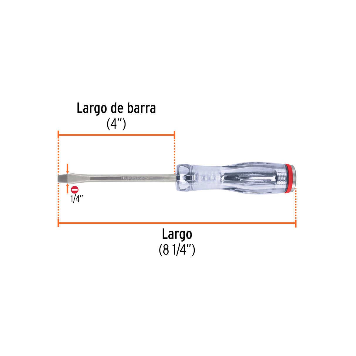 Desarmador Plano de Golpe 1/4' X 4', Truper Expert