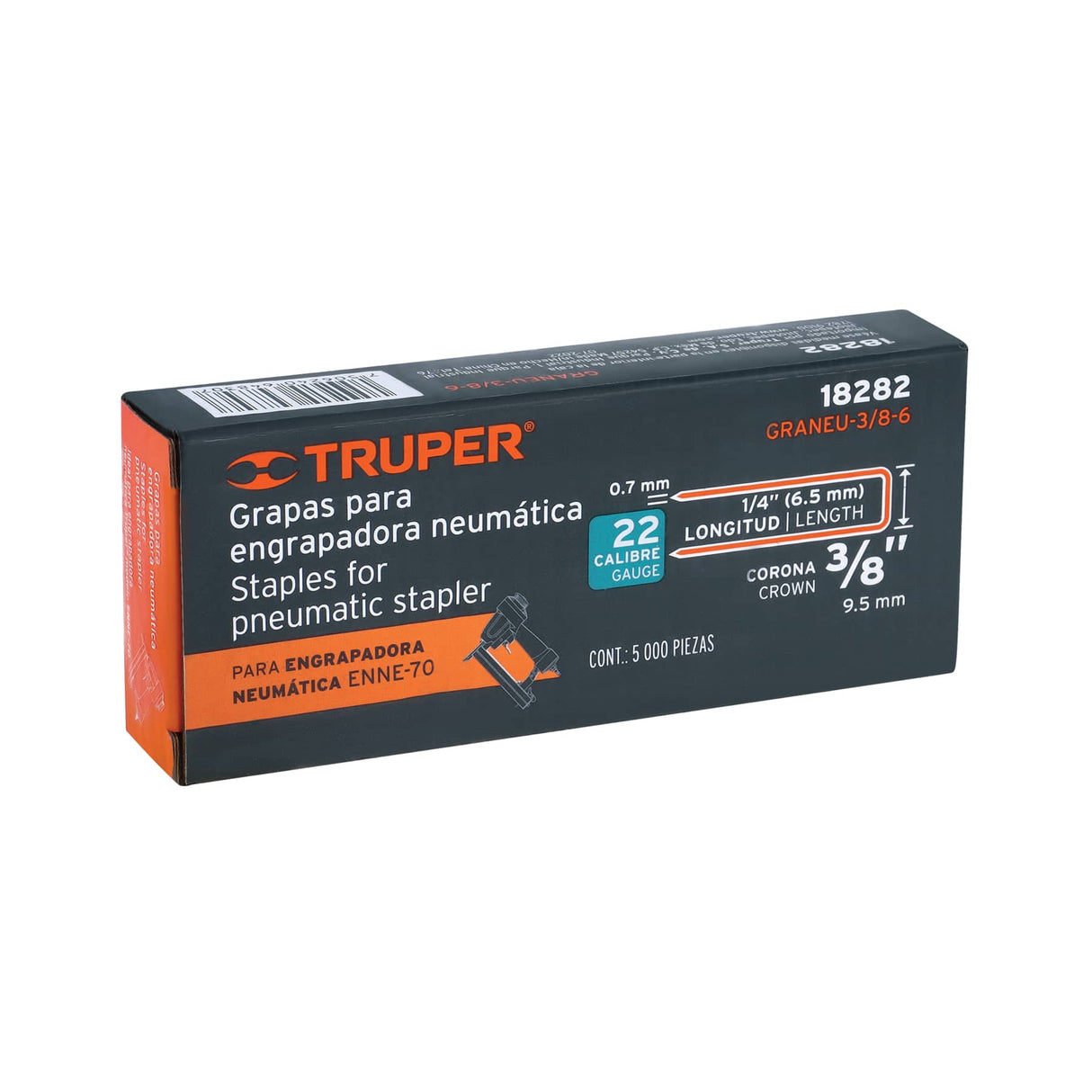 Caja con 5000 Grapas Corona 3/8' Calibre 22, 6 mm para ENNE-70