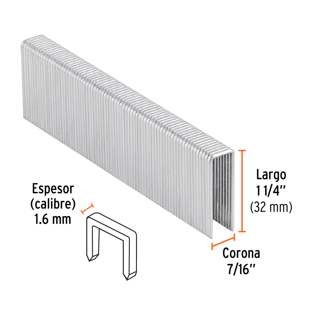 Caja con 1000 Grapas Corona 7/16' Cal. 16, 32 mm para ENNE-160