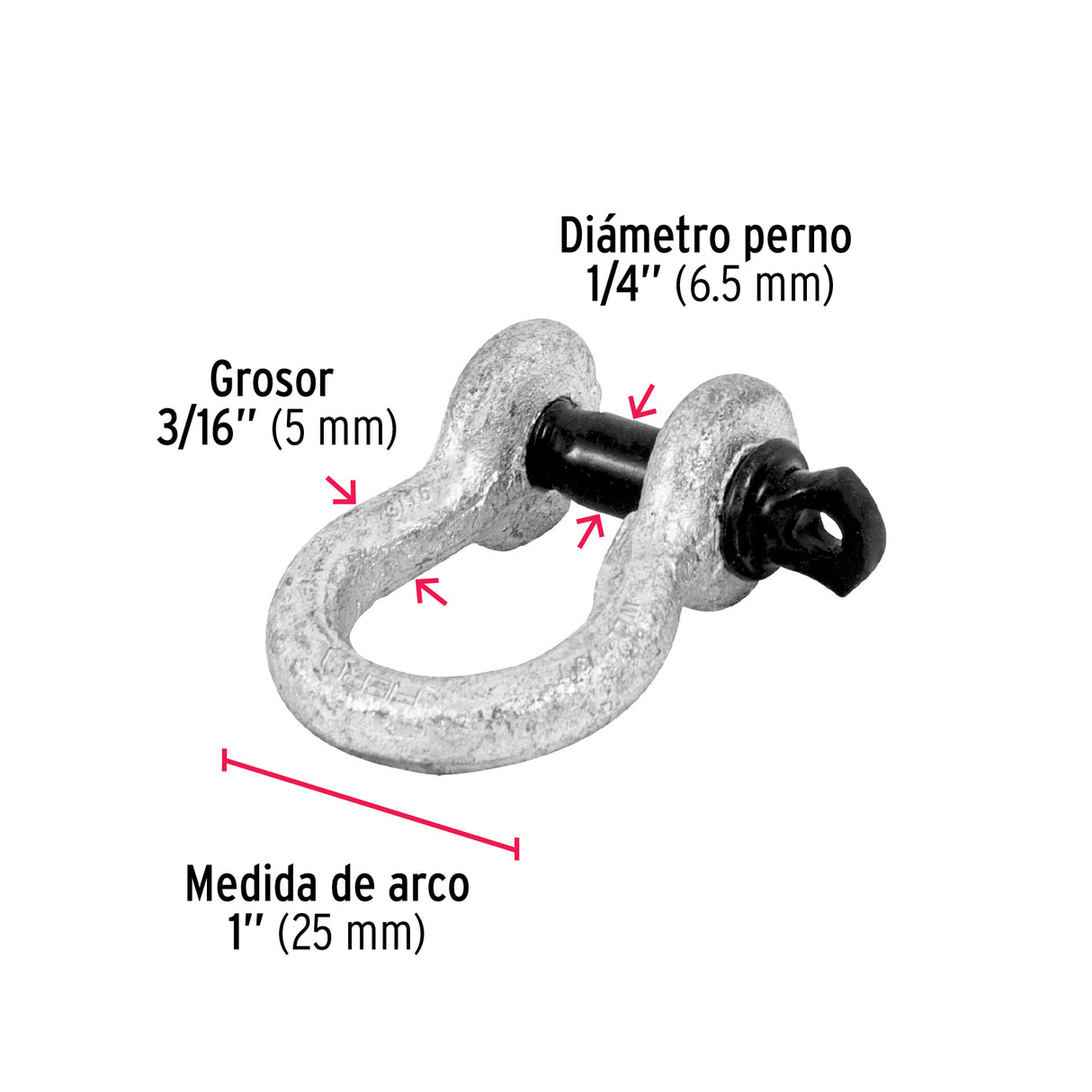 Grillete de Acero Forjado 3/16', Fiero