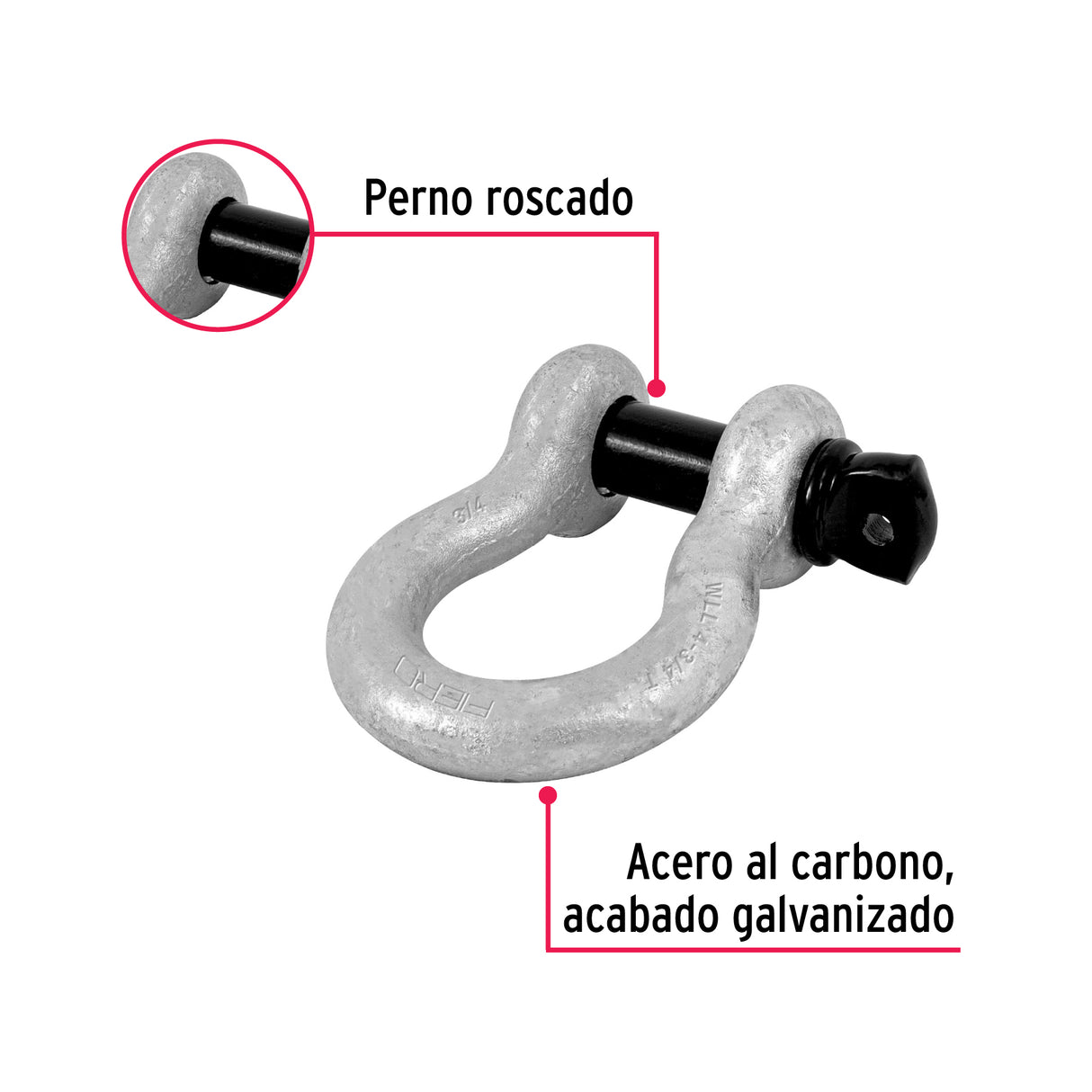 Grillete de Acero Forjado 3/4', Fiero