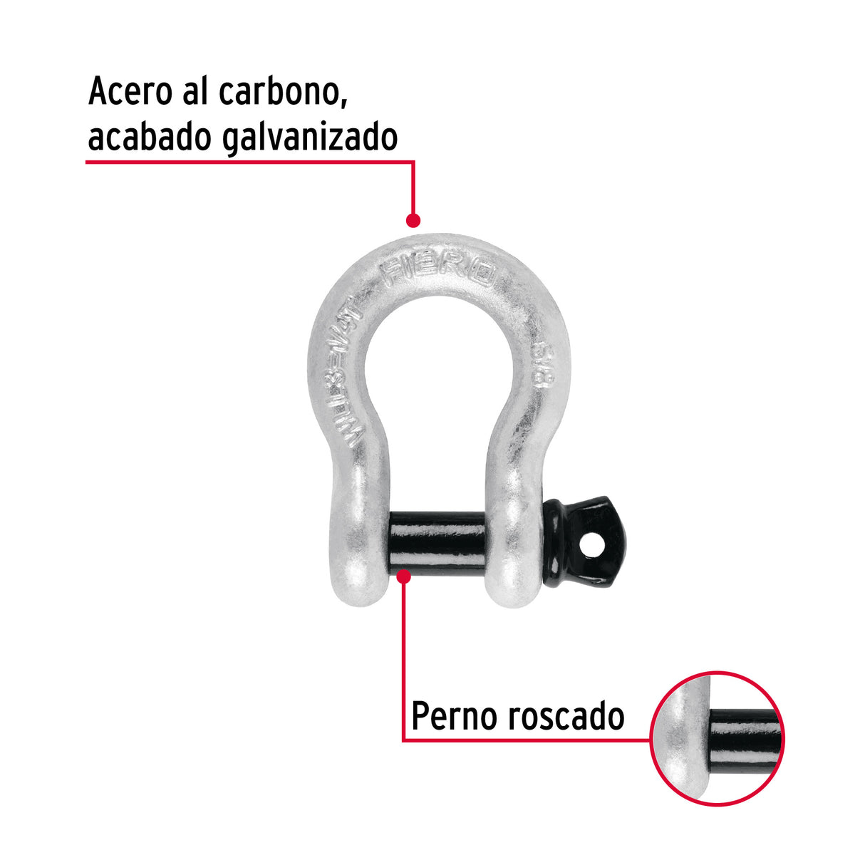Grillete de Acero Forjado 5/8', Fiero