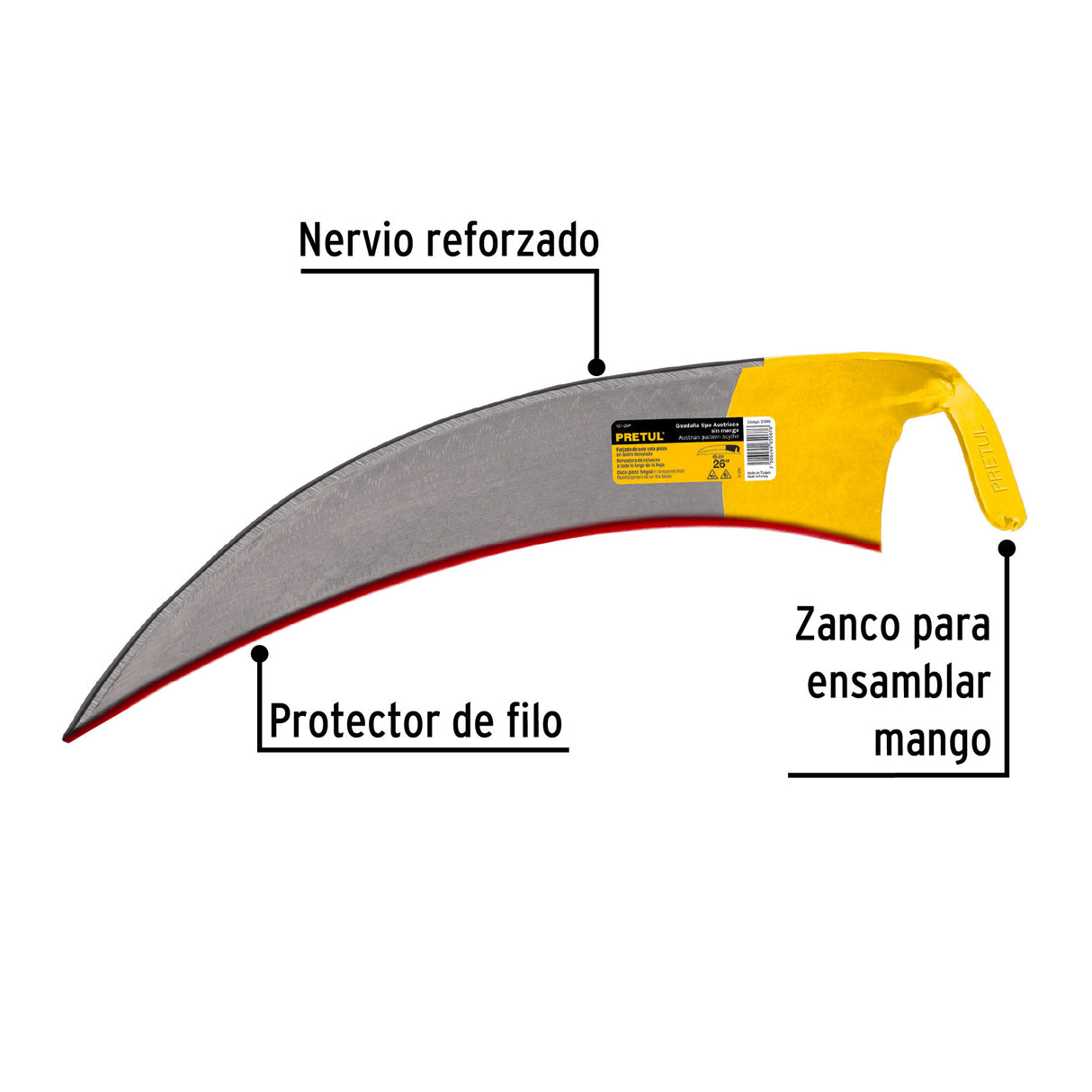 Guadaña Tipo Austriaca de 26' sin Mango, Pretul