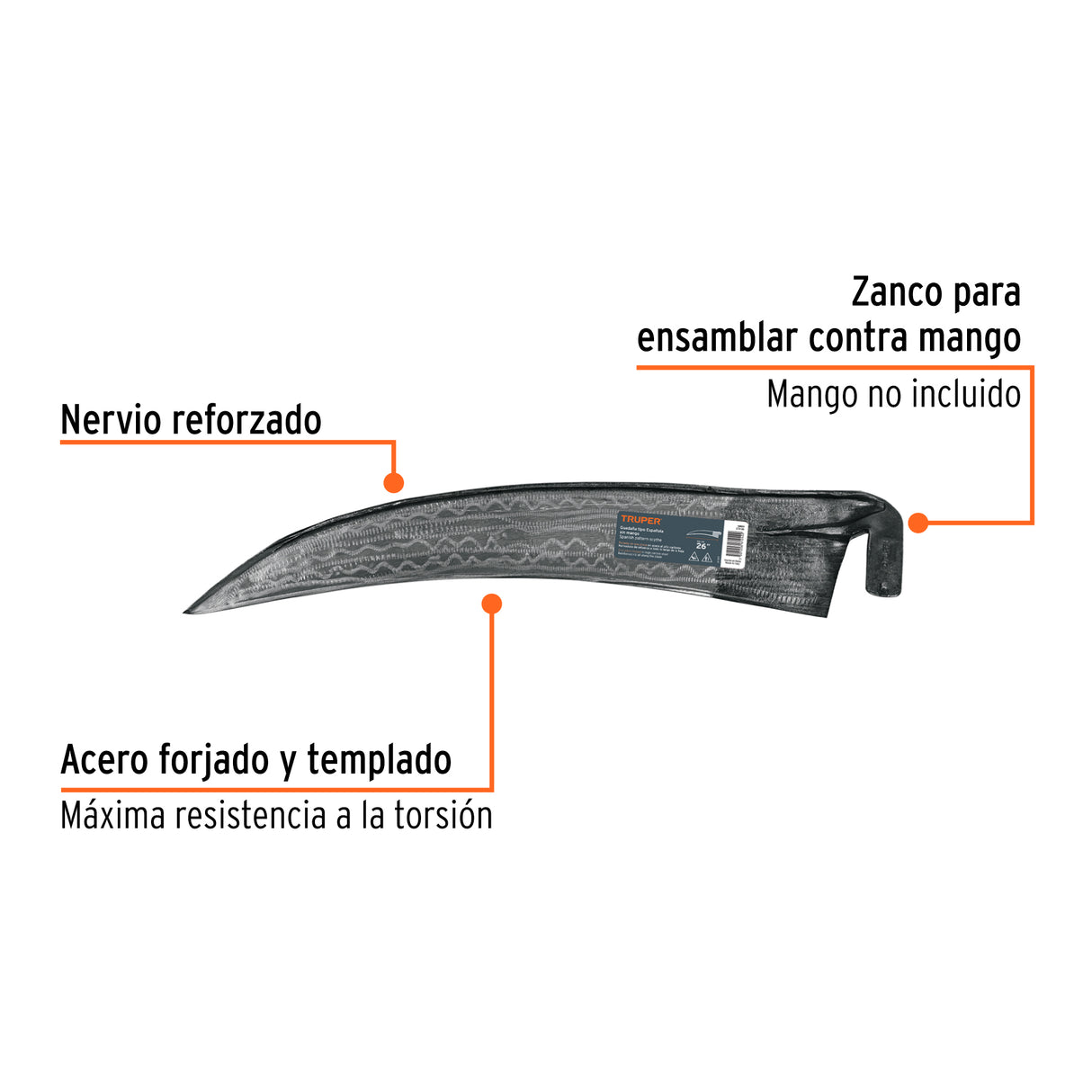 Guadaña Tipo Española de 26' sin Mango, Truper