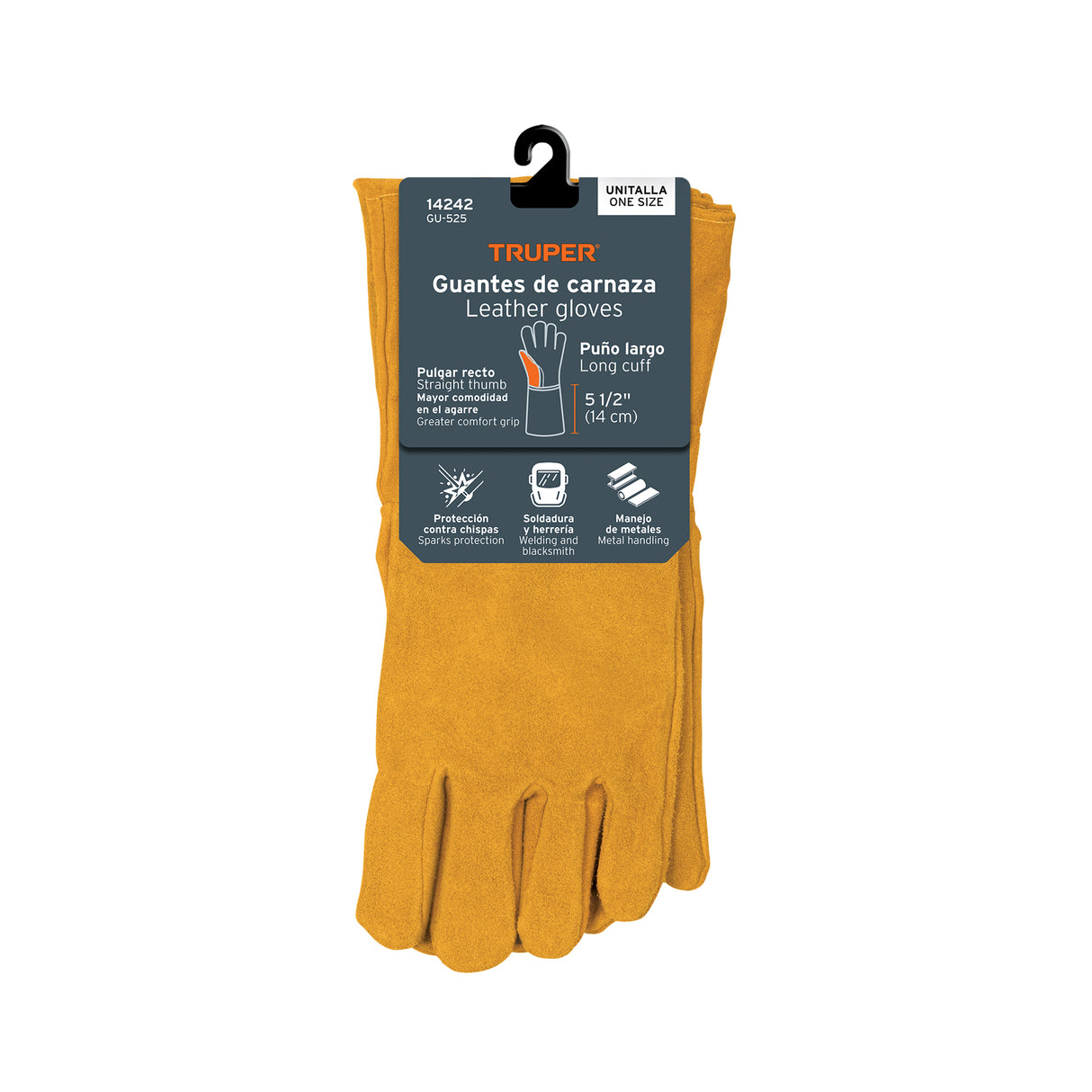 Guantes de Carnaza, Largos, Unitalla, Truper