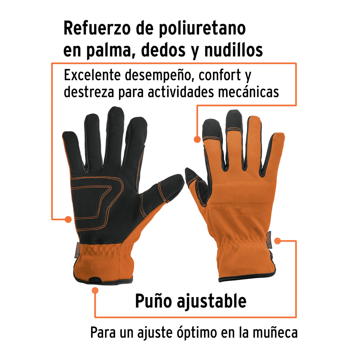 Guantes para Mecánico, Palma Reforzada, Truper