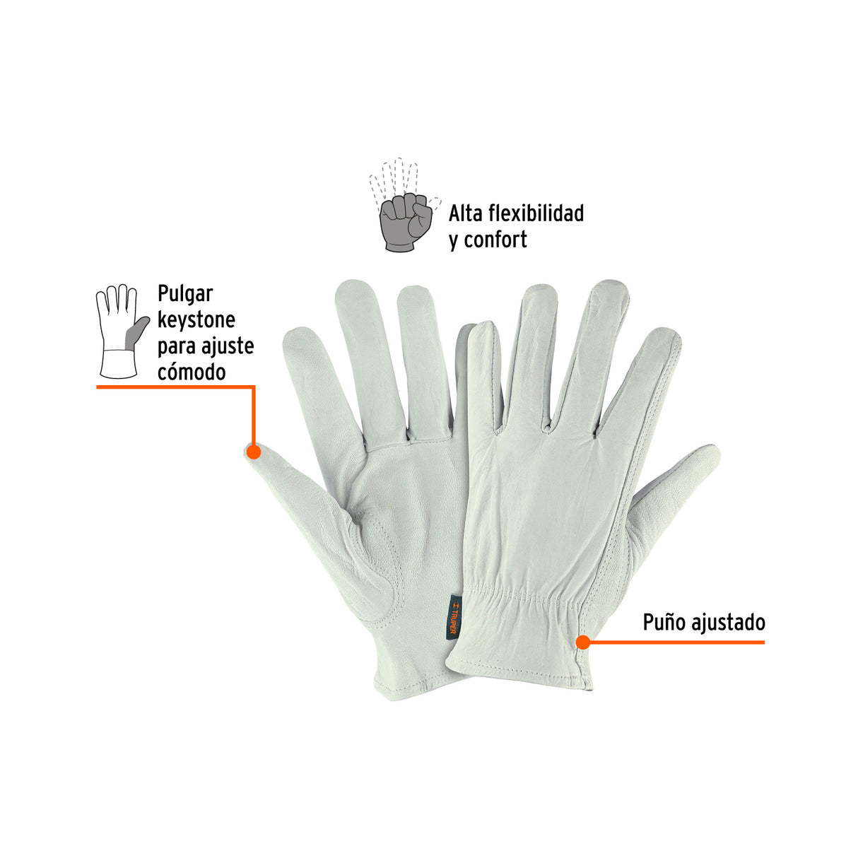 Guantes de Piel de Cabra, Tipo Operador, Truper