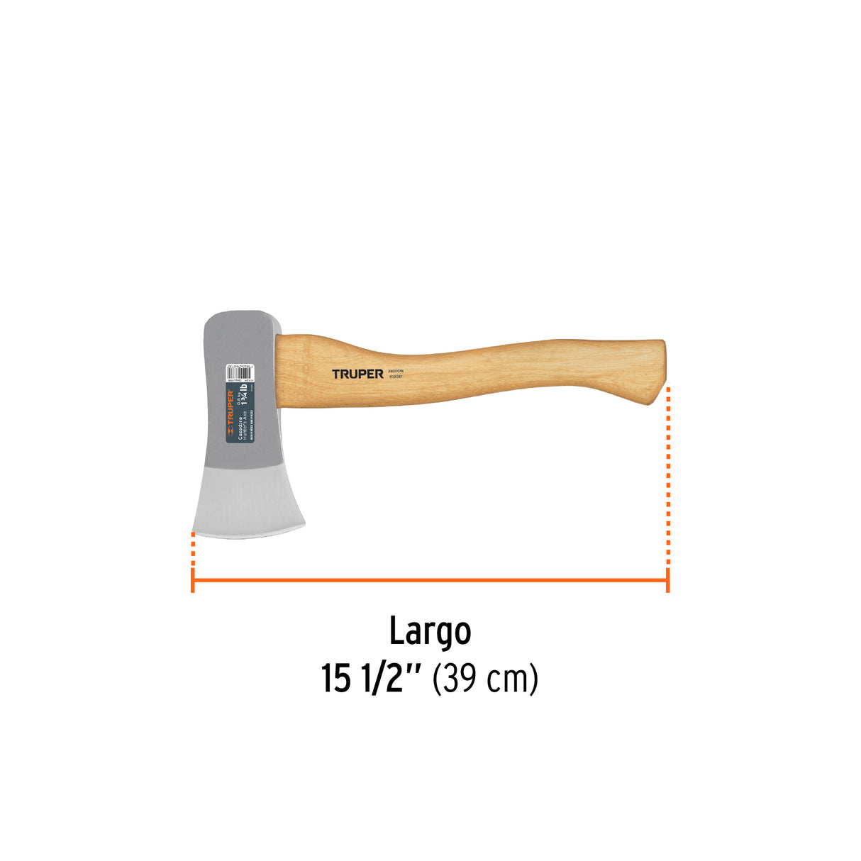 Hacha Cazadora 1-3/4 lb, Mango Hickory 15', Truper
