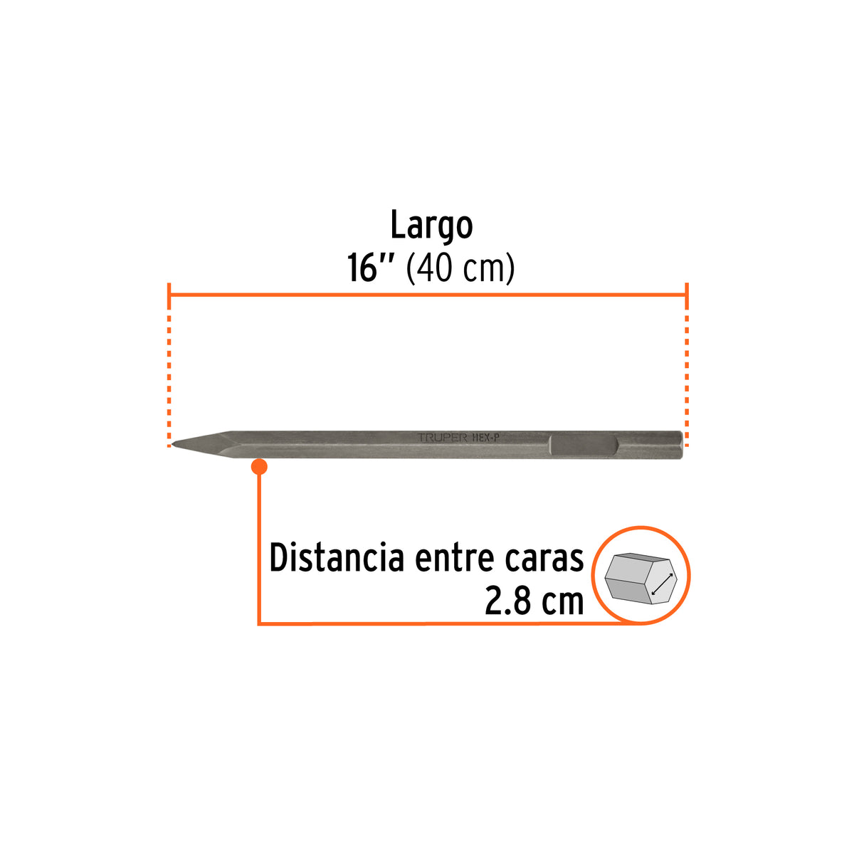 Cincel de Punta Zanco Hexagonal de 20', Truper