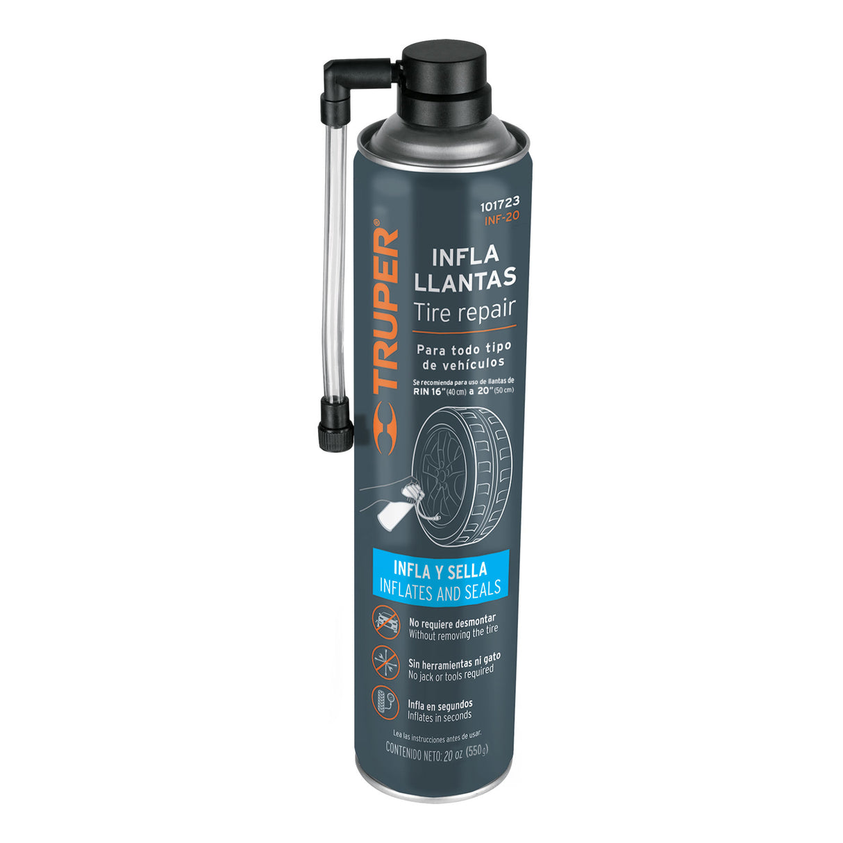 Inflallantas de 20 Oz (550 g), Truper