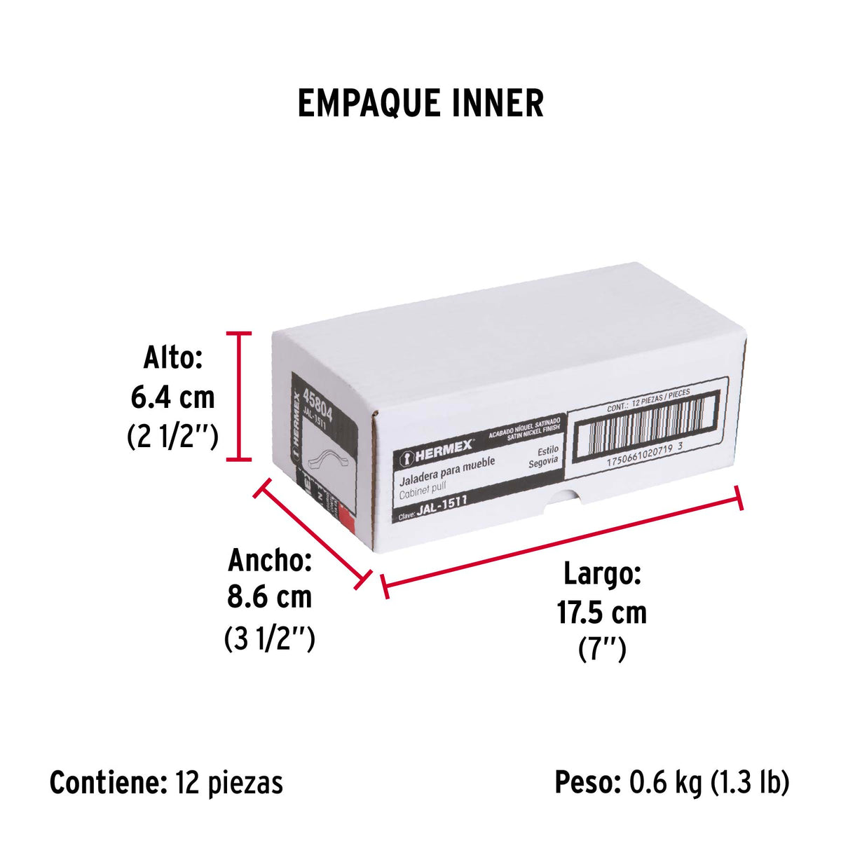 Jaladera de 96 mm, Línea Segovia, Níquel, Hermex
