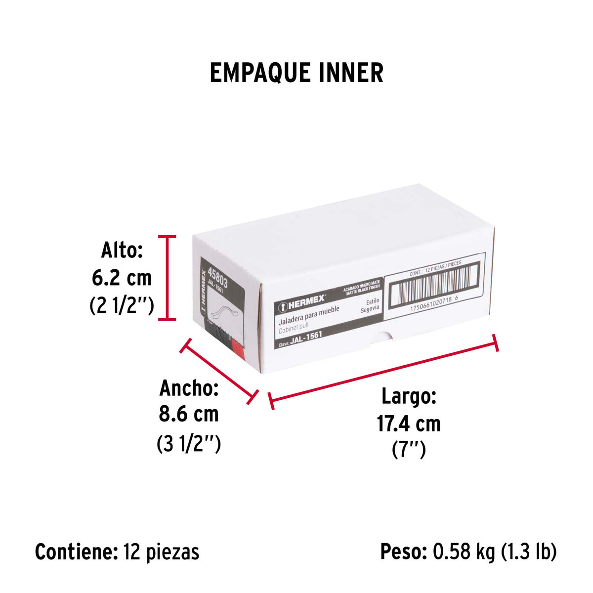 Jaladera de 96 mm, Línea Segovia, Negro, Hermex