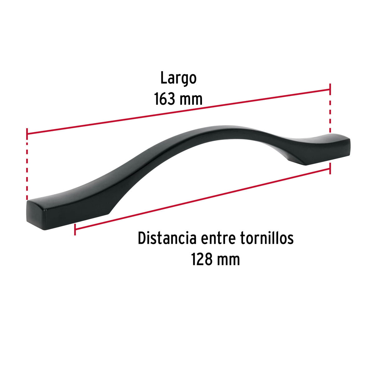 Jaladera de 128 mm, Línea Segovia, Negro, Hermex