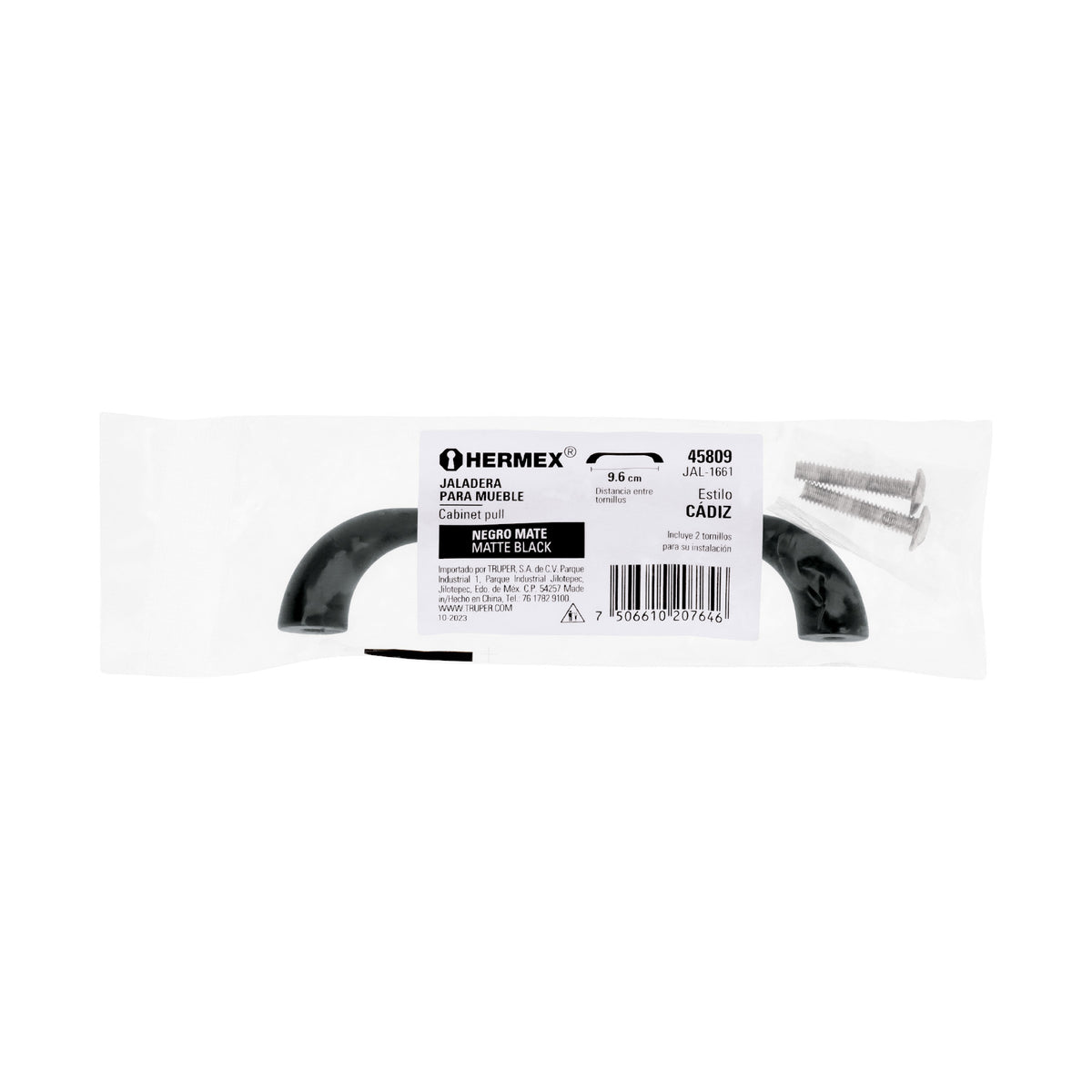 Jaladera de 96 mm, , Línea Cádiz, Negro, Hermex
