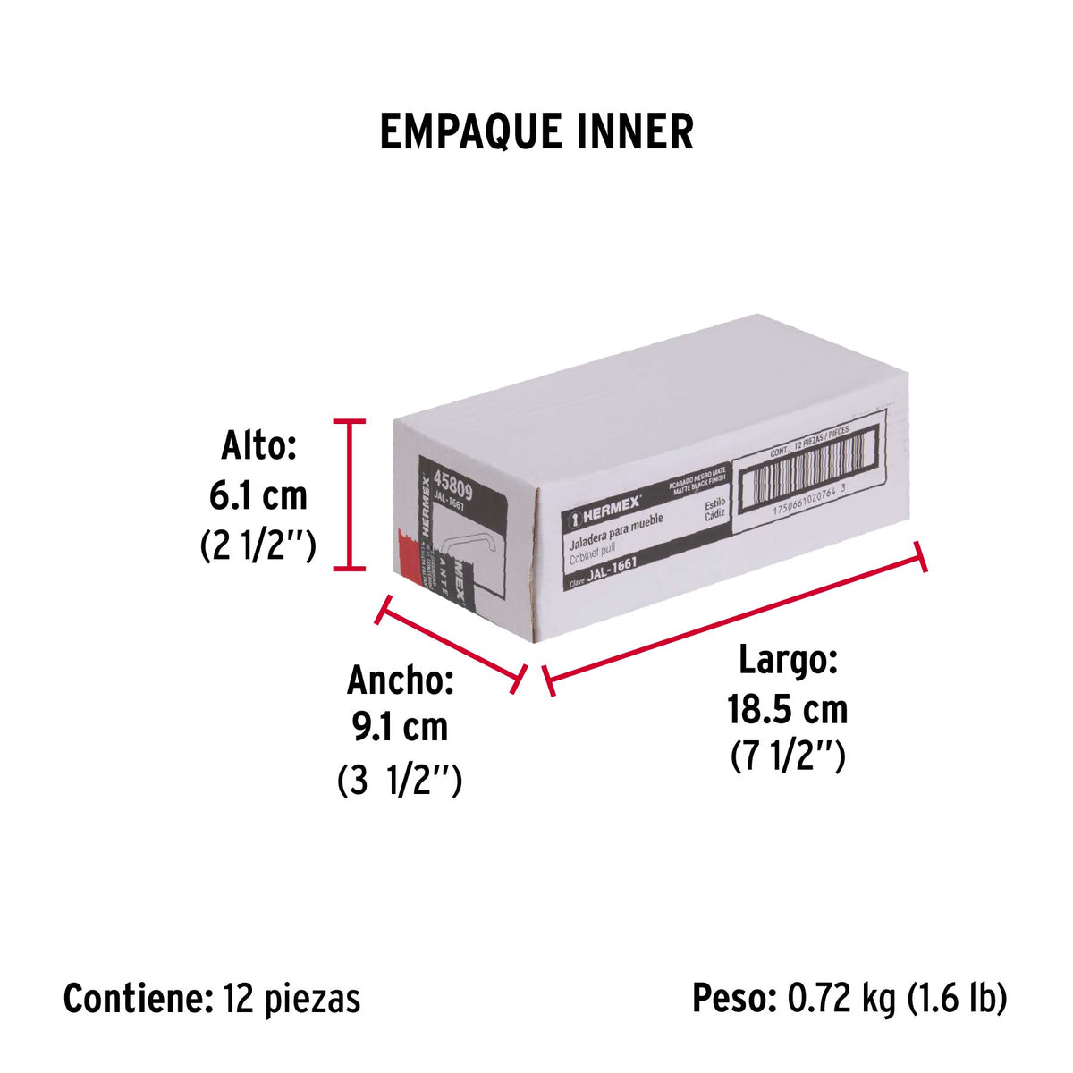 Jaladera de 96 mm, , Línea Cádiz, Negro, Hermex