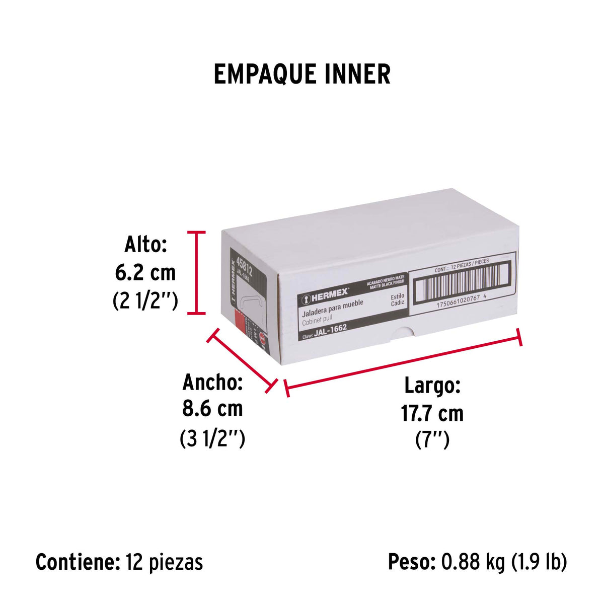 Jaladera de 128 mm, Línea Cádiz, Negro, Hermex