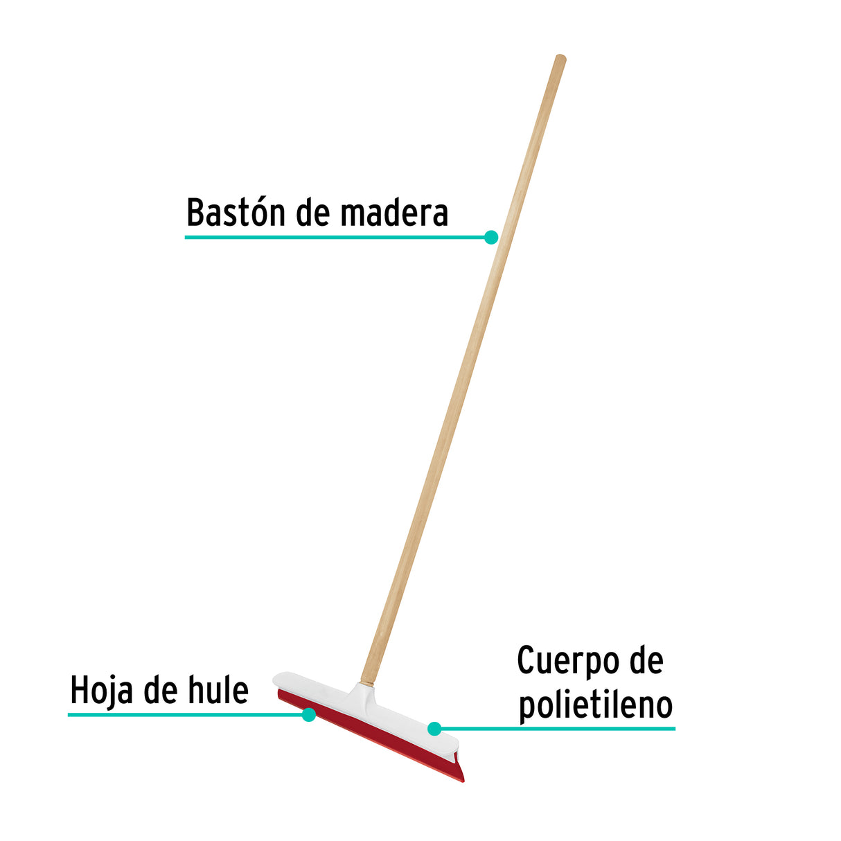 Jalador con Base de Plástico de 40 cm, con Bastón de Madera