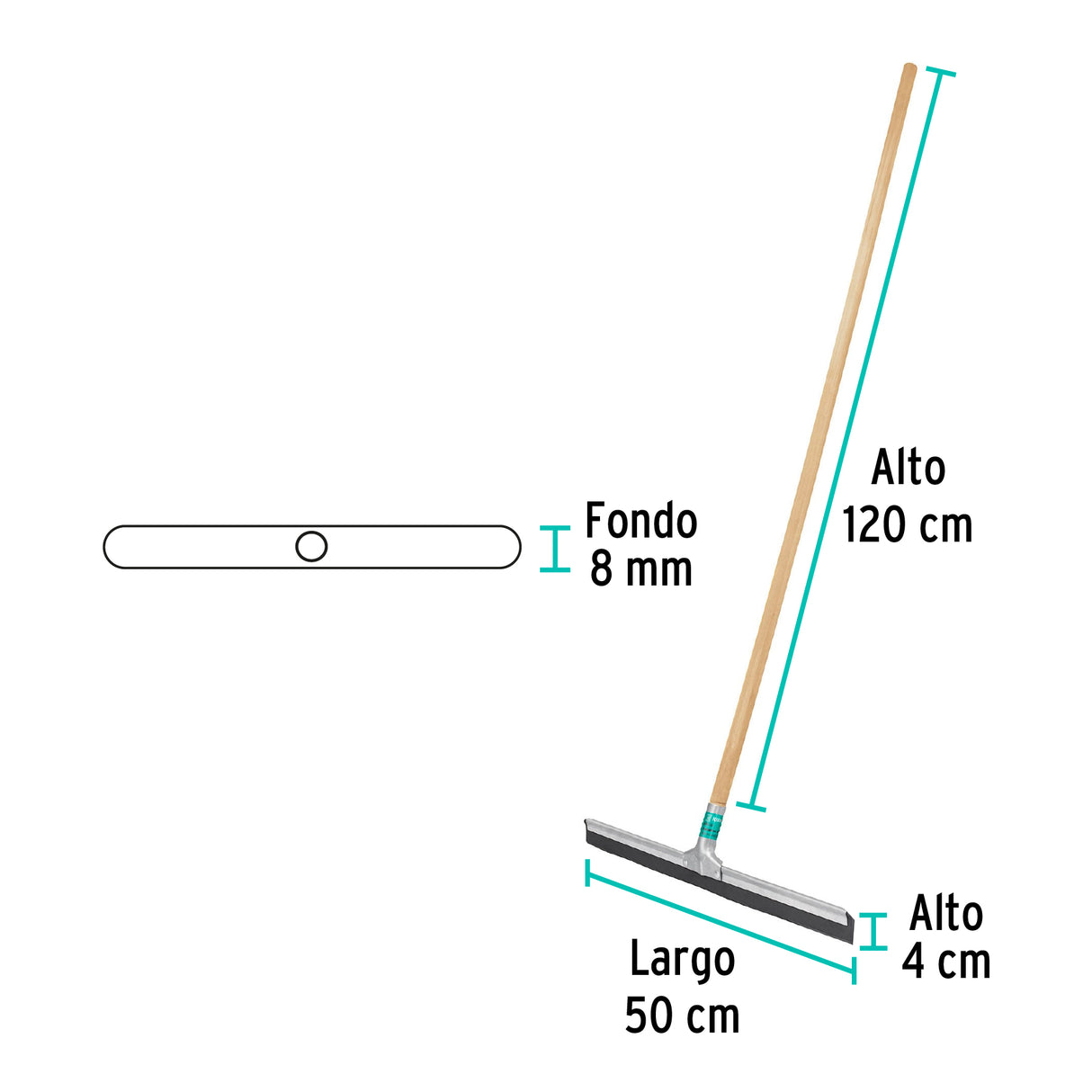 Jalador con Base de Lámina de 50 cm, con Bastón de Madera