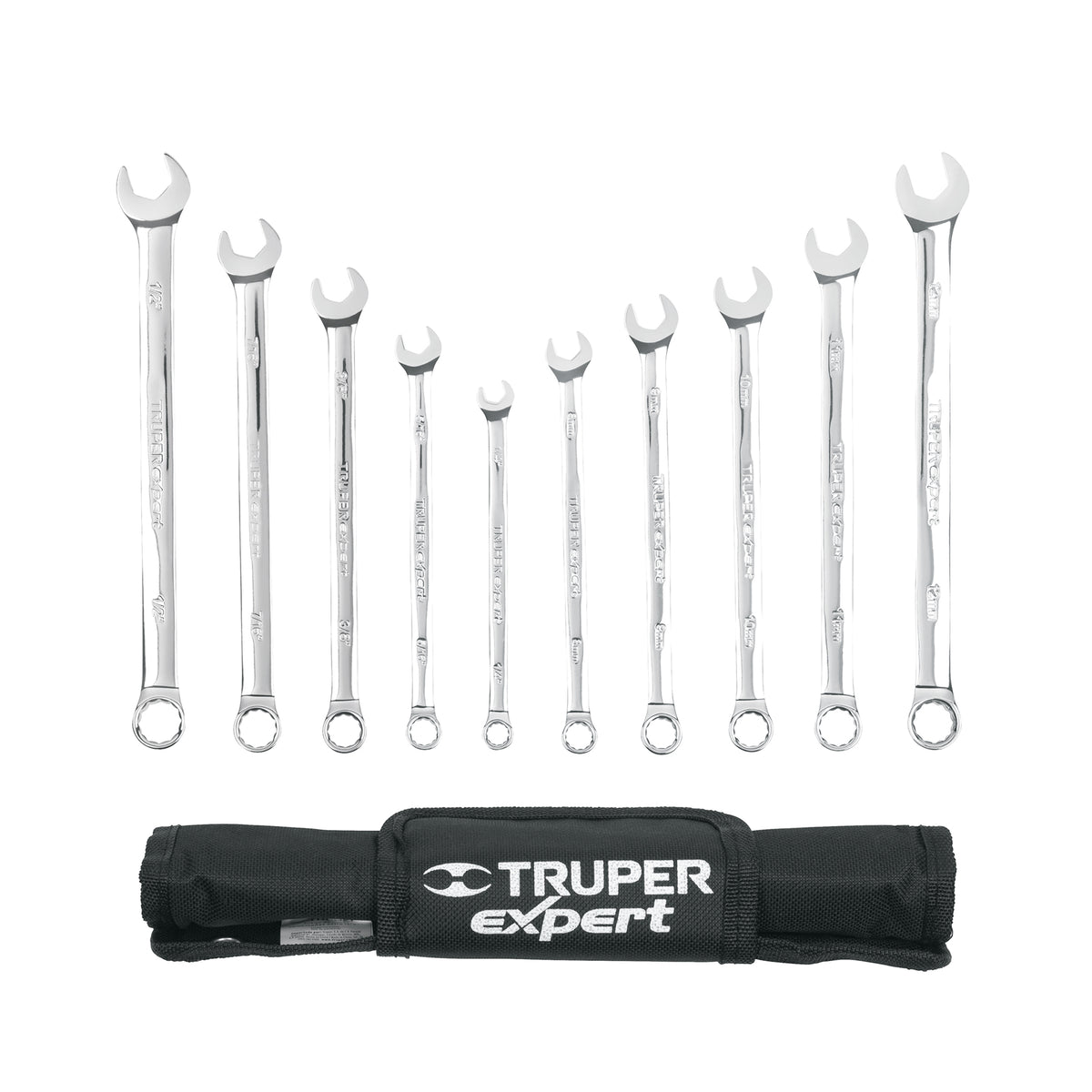 Jgo 10 Llaves Combinadas Extralargas Pulidas Std y mm, Expert