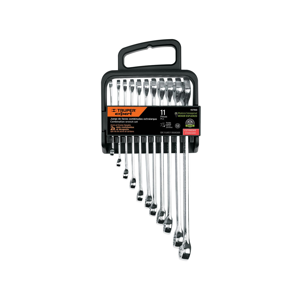 Juego de 11 Llaves Combinadas Extralargas Pulidas Std, Expert