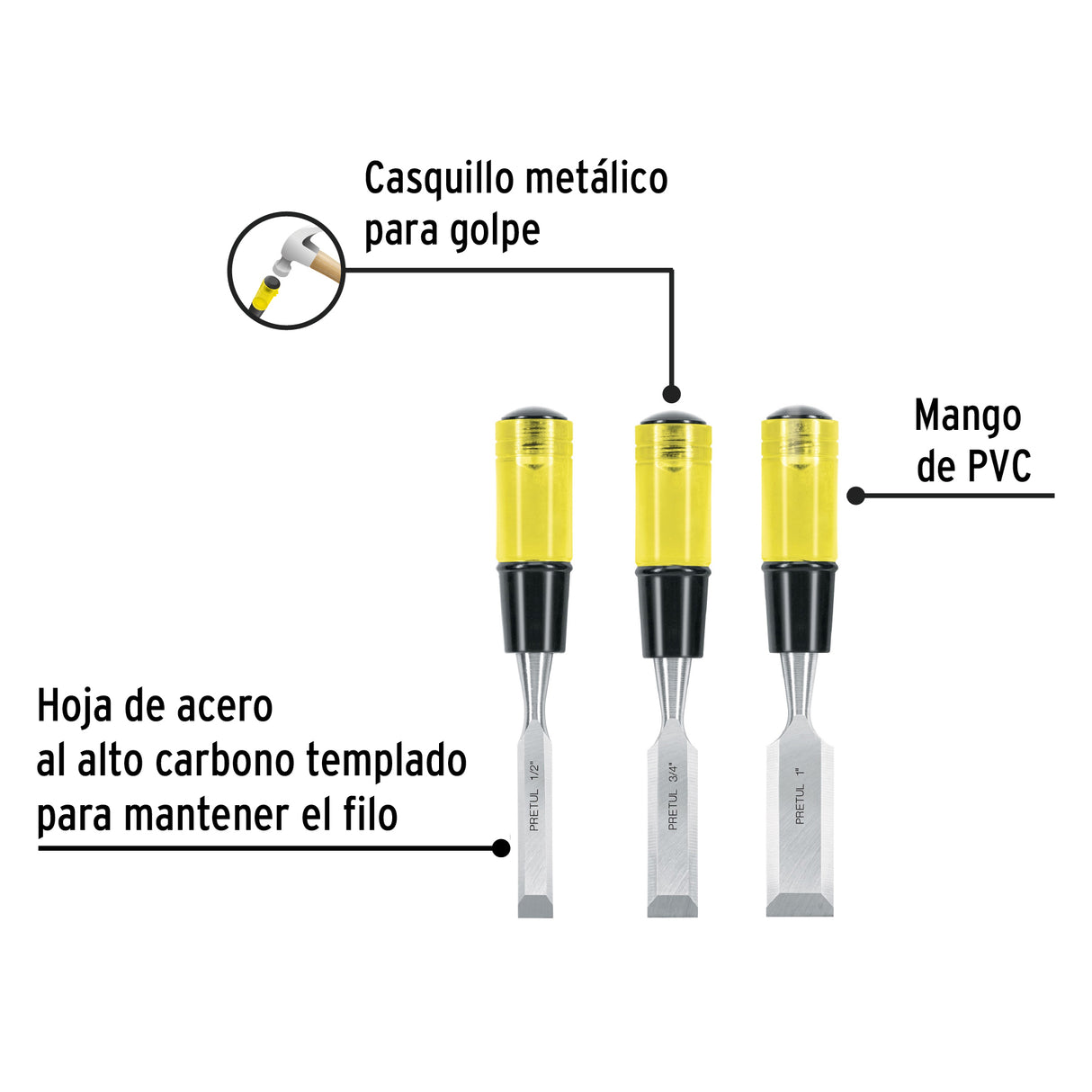 Juego de 3 Formones Pretul