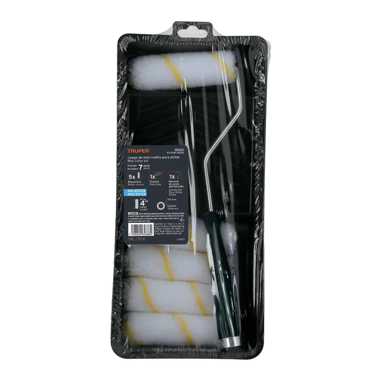 Kit de Rodillo para Pintar, 4' (Maneral, Charola y 5 Felpas)