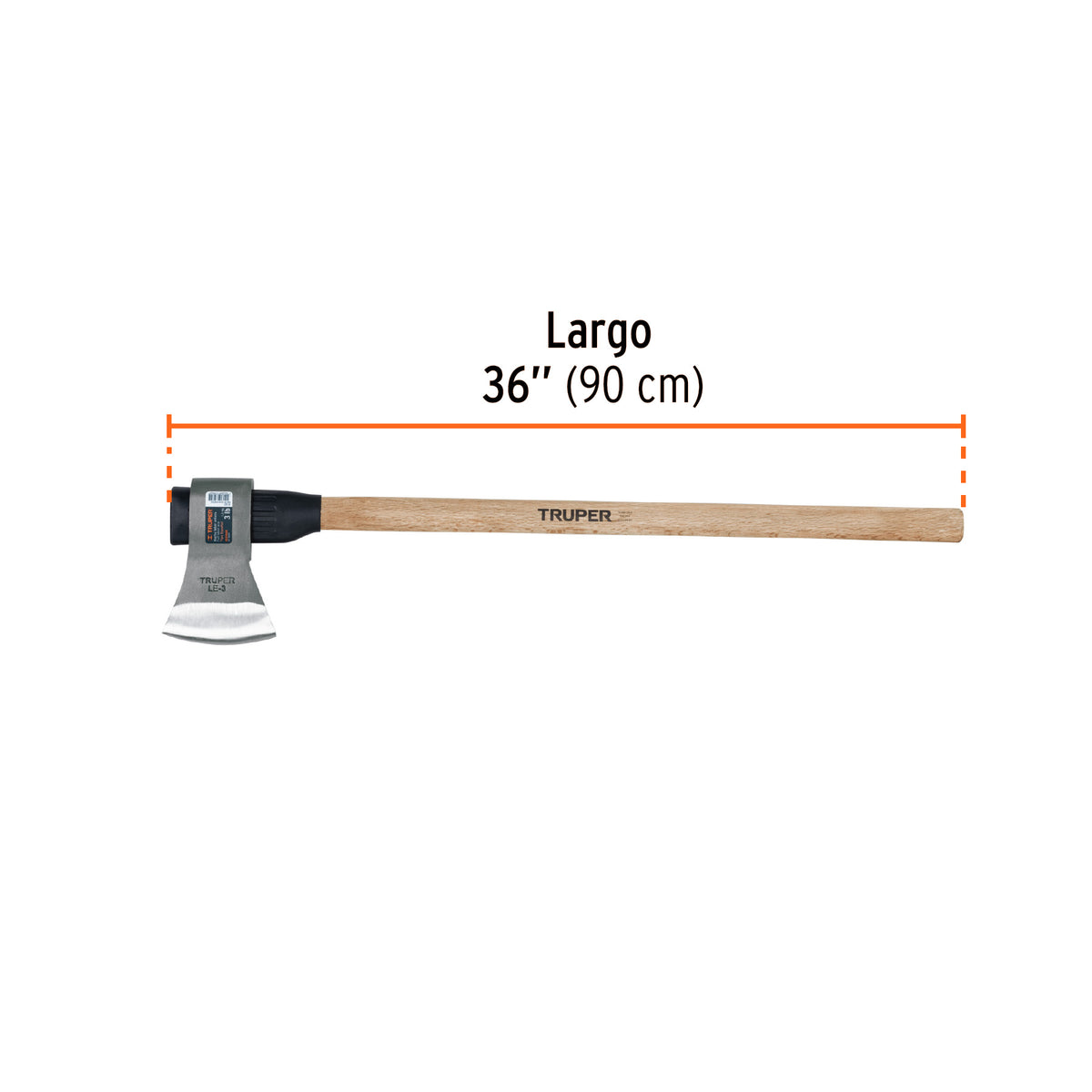 Hacha Labor Entera 3 lb, Mango de Madera 36', Truper