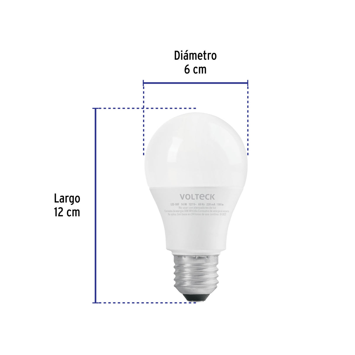 Foco LED 14 W (100 W) A19, 6500K Blanca Fría, 1500 Lm, Caja