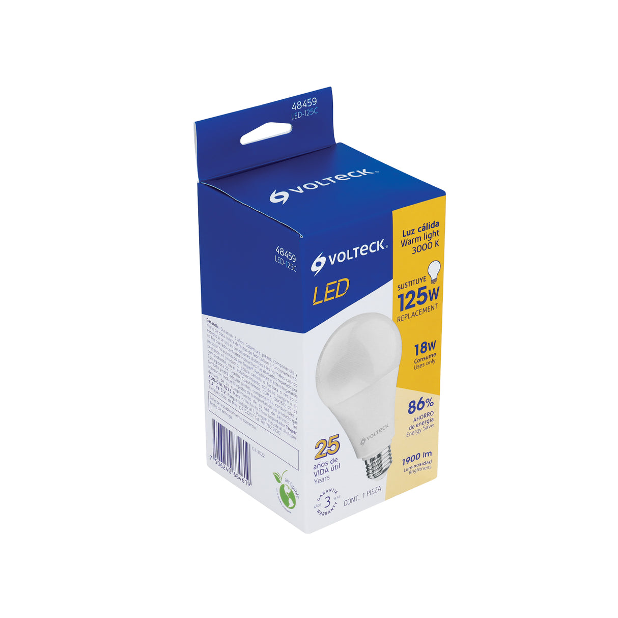 Foco LED 18 W (125 W) A25, 3000K Blanca Cálida, 1900 Lm, Caja