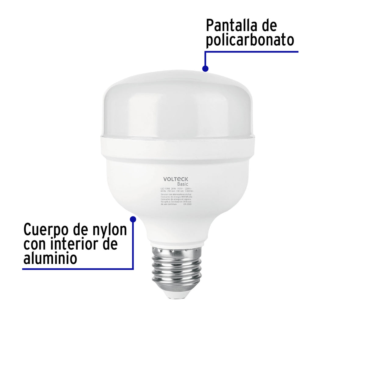 Foco LED Alta Potencia 20 W (170 W) 6500K Blanca Fría, Basic