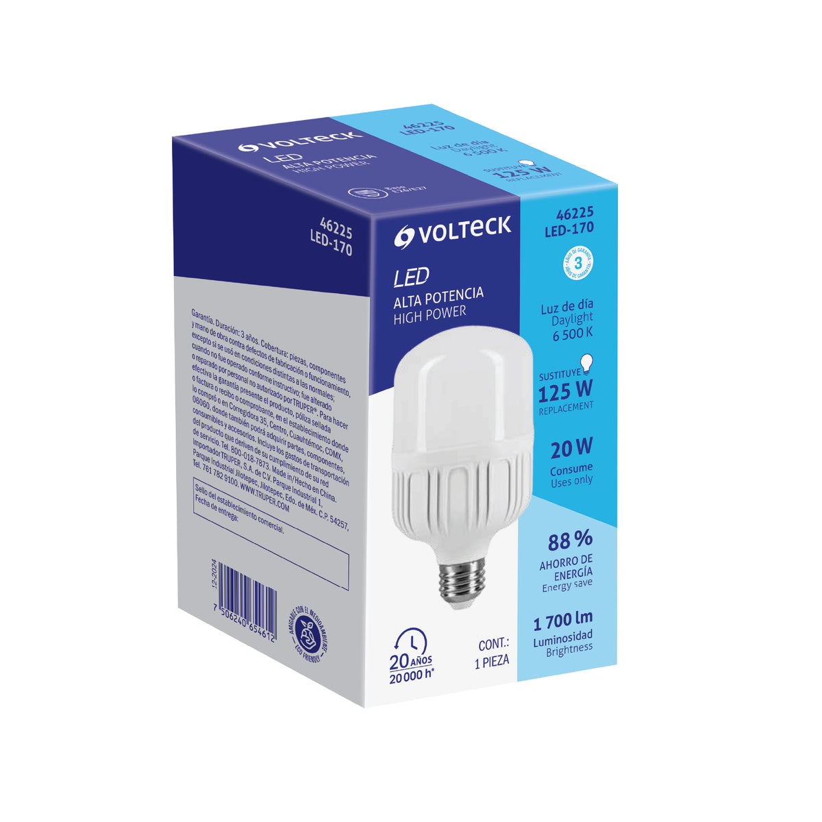 Foco LED Alta Potencia 20 W (170 W) 6500K Blanca Fría, E26
