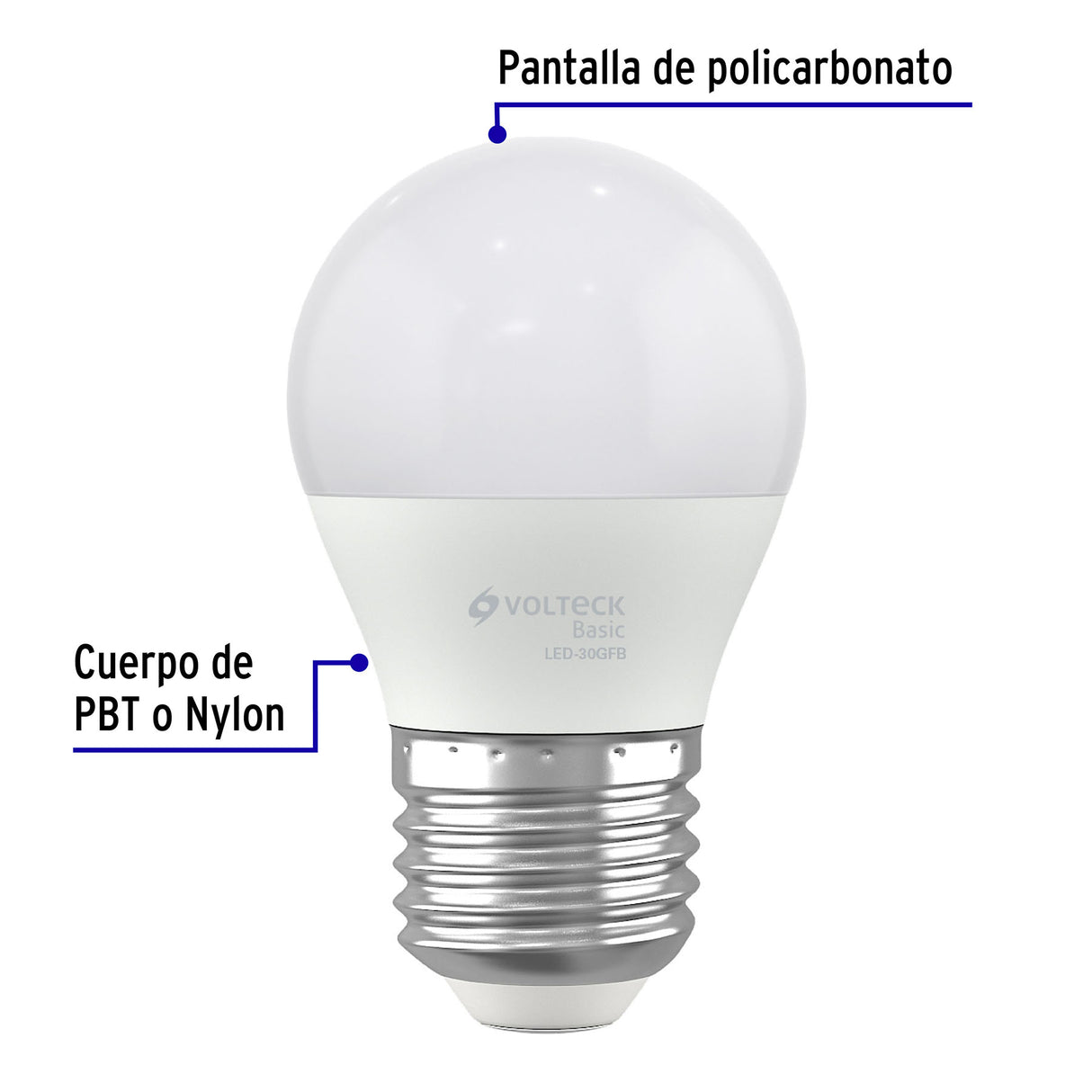 Foco LED 3 W (25 W) G45, 6500K Blanca Fría, 270 Lm, Basic