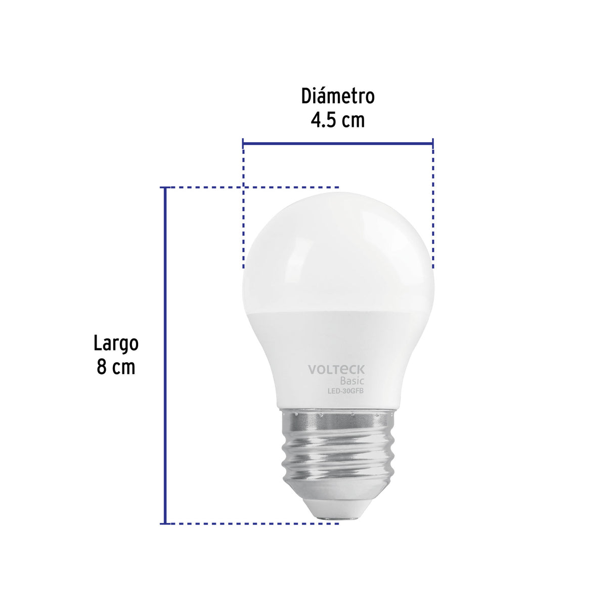 Foco LED 3 W (25 W) G45, 6500K Blanca Fría, 270 Lm, Basic