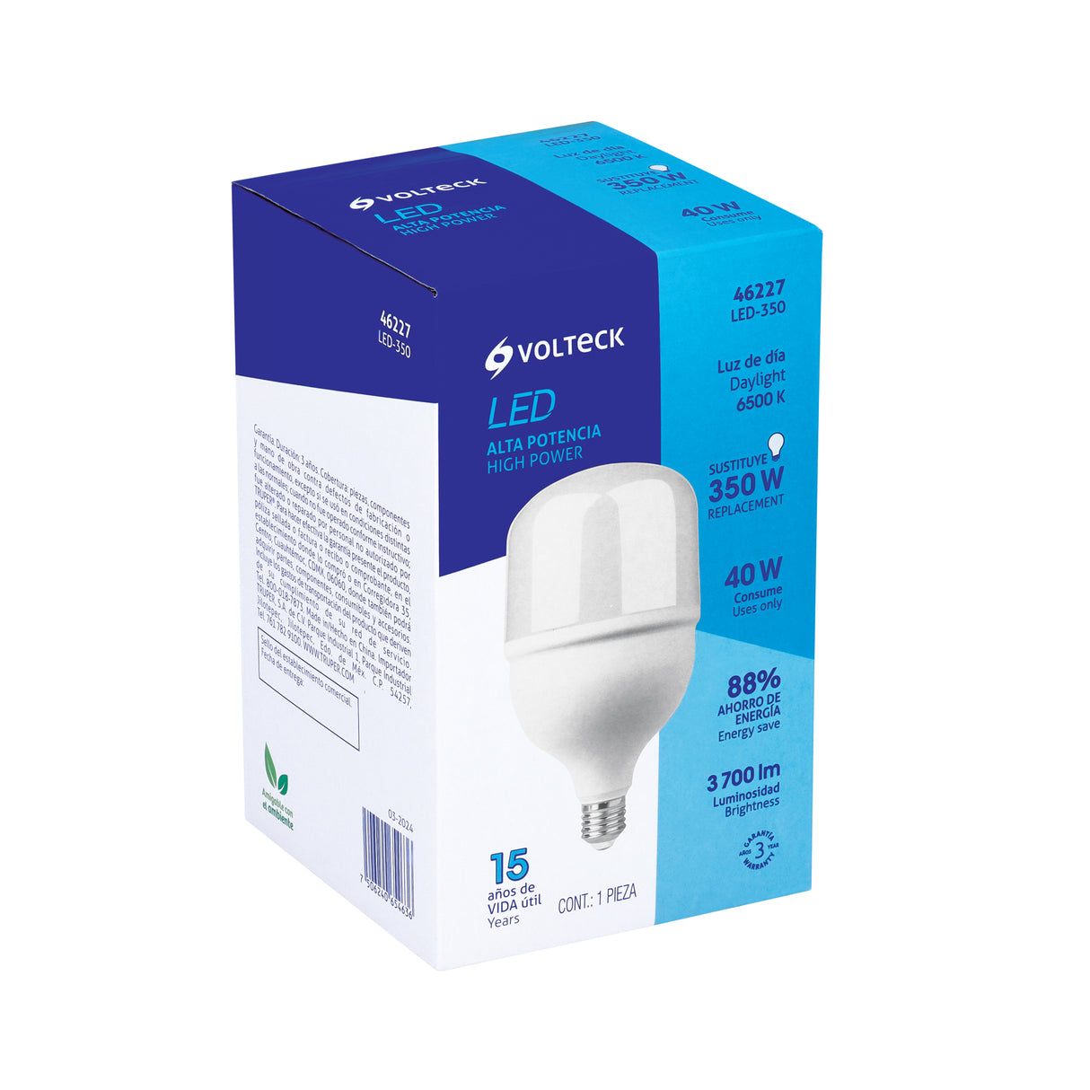 Foco LED Alta Potencia 40 W (350 W) 6500K Blanca Fría, E26