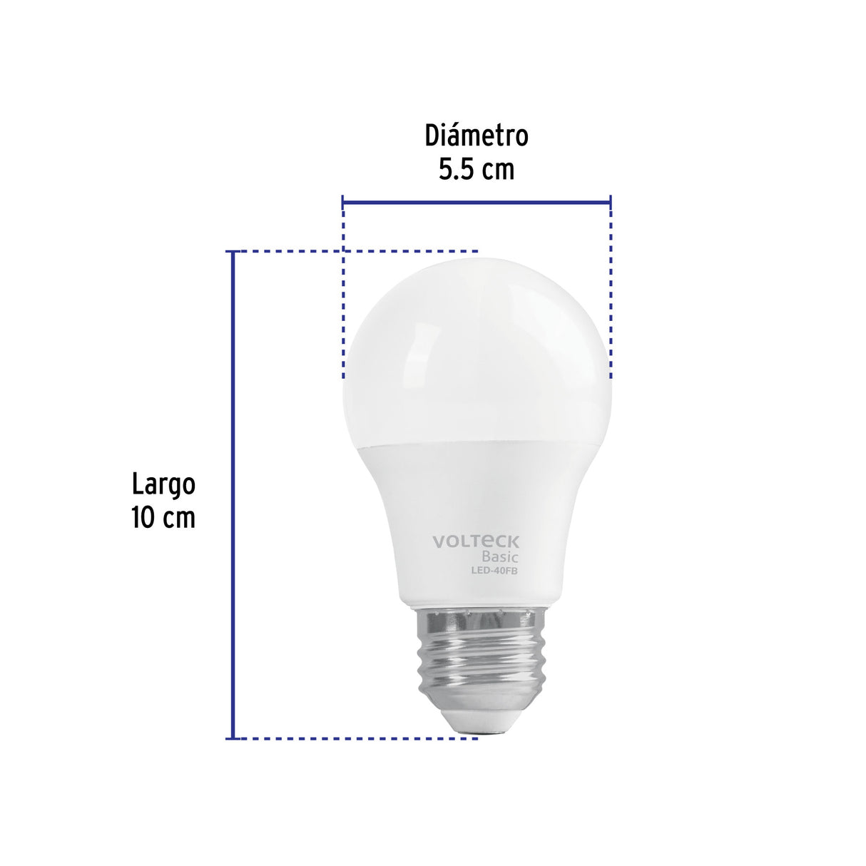 Foco LED 6 W (40 W) A19, 6500K Blanca Fría, 570 Lm, Basic