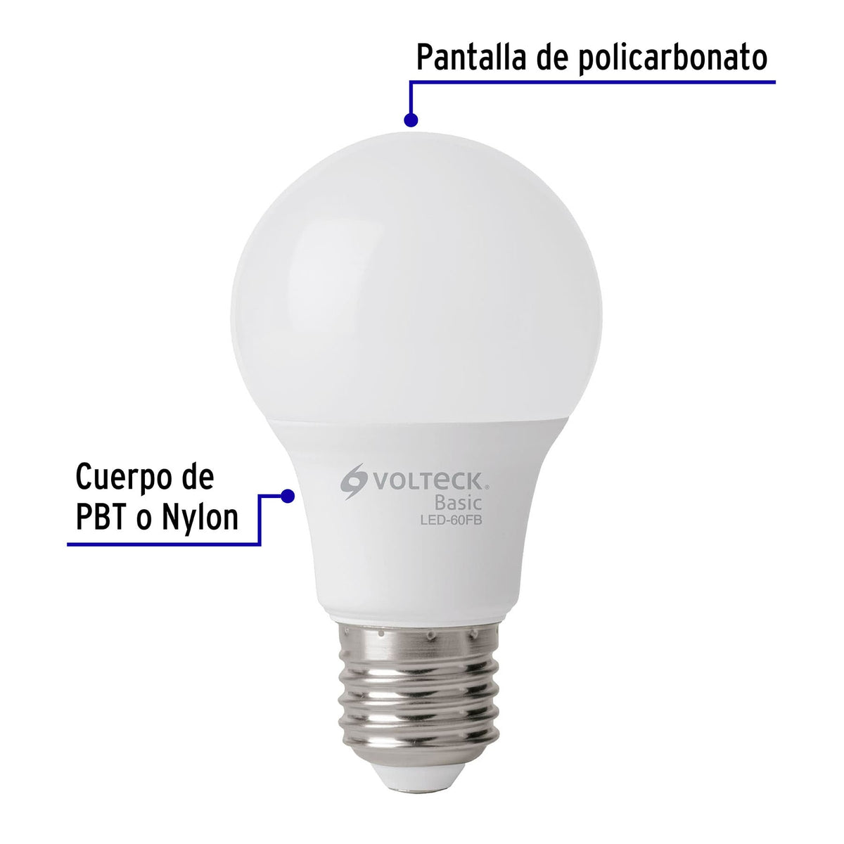 Foco LED 8 W (60 W) A19, 6500K Blanca Fría, 790 Lm, Basic