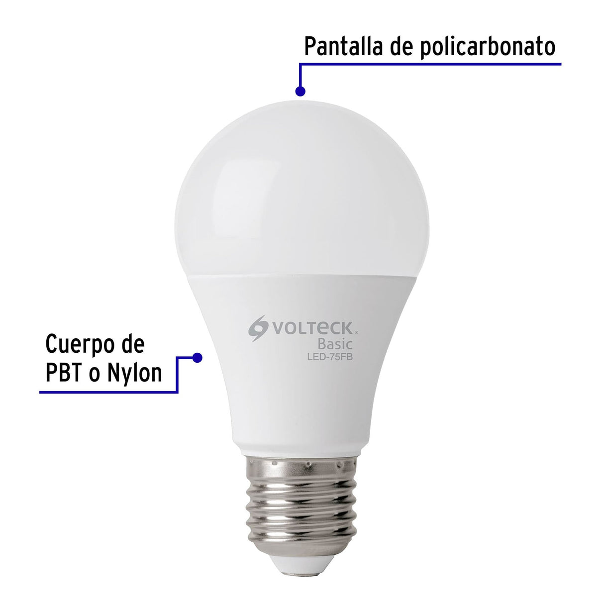 Foco LED 10 W (75 W) A19, 6500K Blanca Fría, 950 Lm, Basic