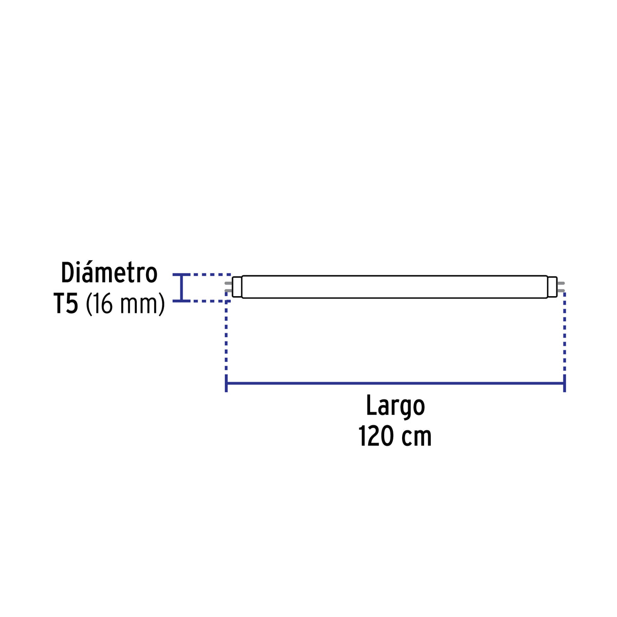 Tubo LED T5 16 W G5, 6500K Blanca Fría, Opalino, Volteck