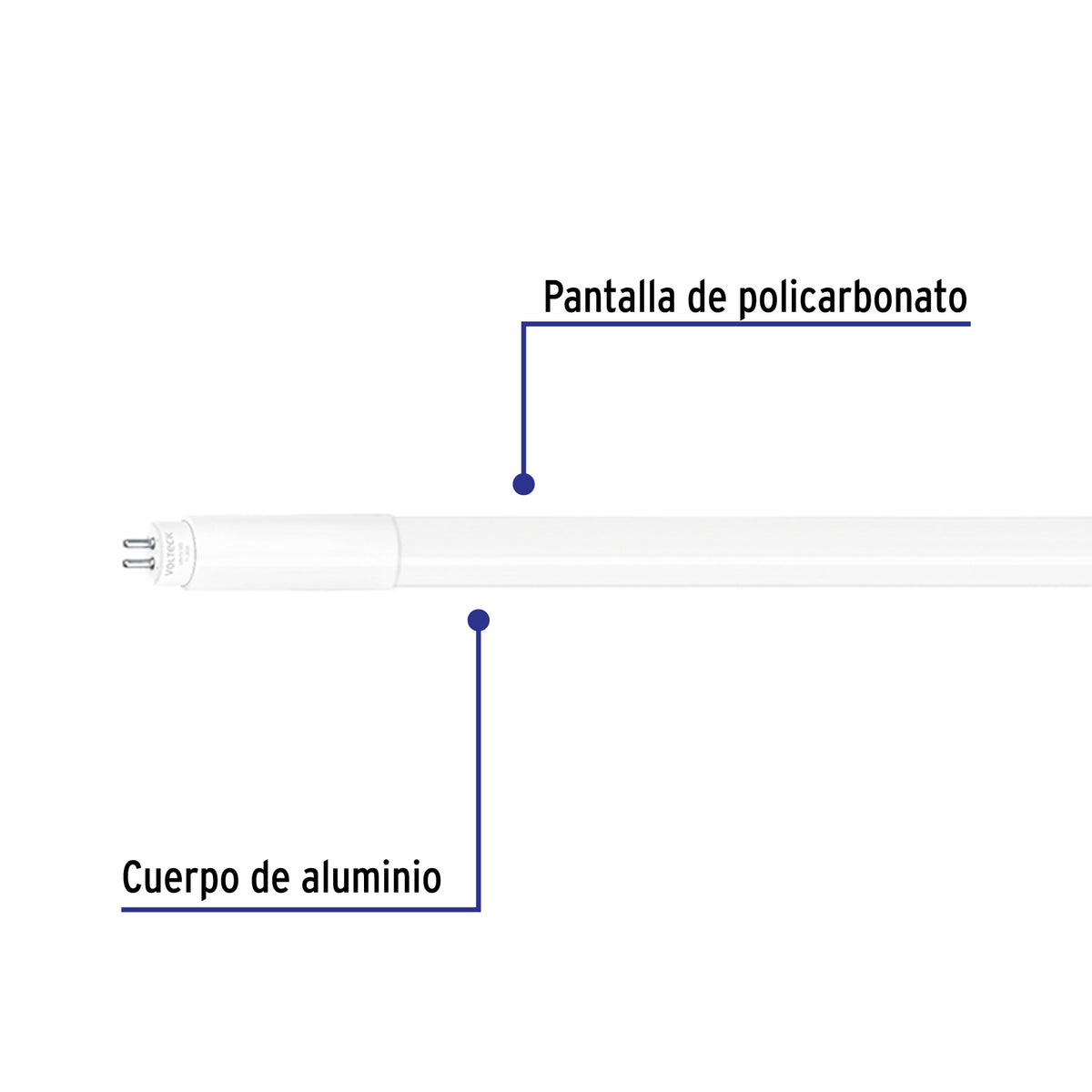 Tubo LED T5 16 W G5, 6500K Blanca Fría, Opalino, Volteck