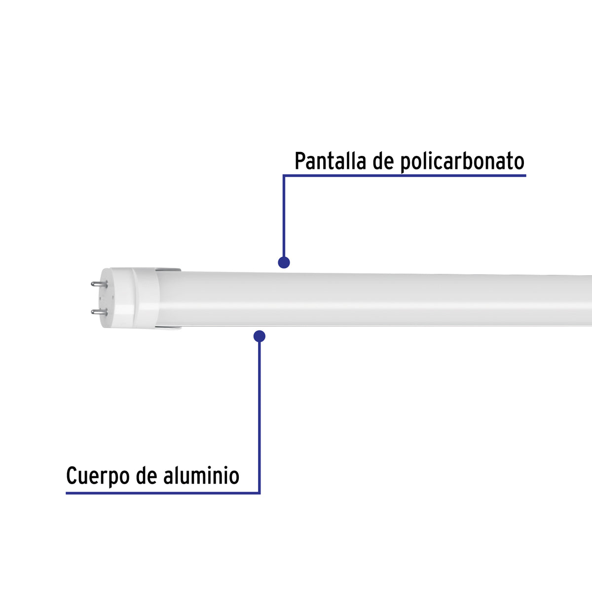 Tubo LED T8 9 W G13, 6500K Blanca Fría, Opalino, Volteck