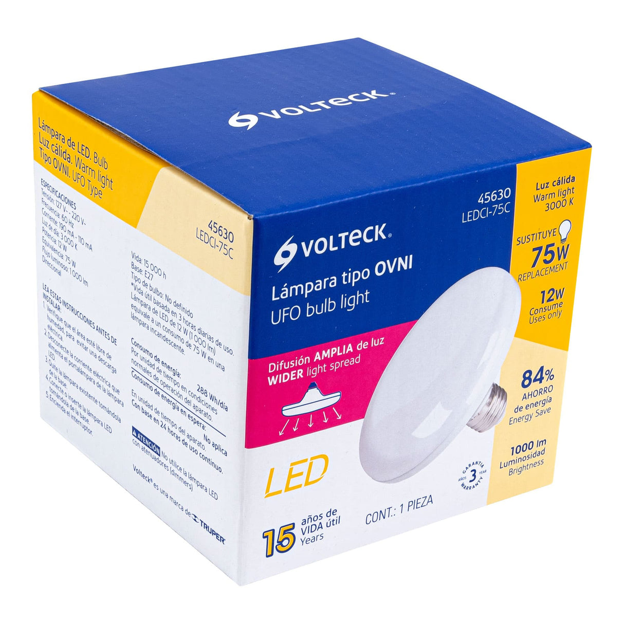 Lámpara LED Tipo Ovni 12 W (Equiv. 75 W), Luz Cálida, Caja