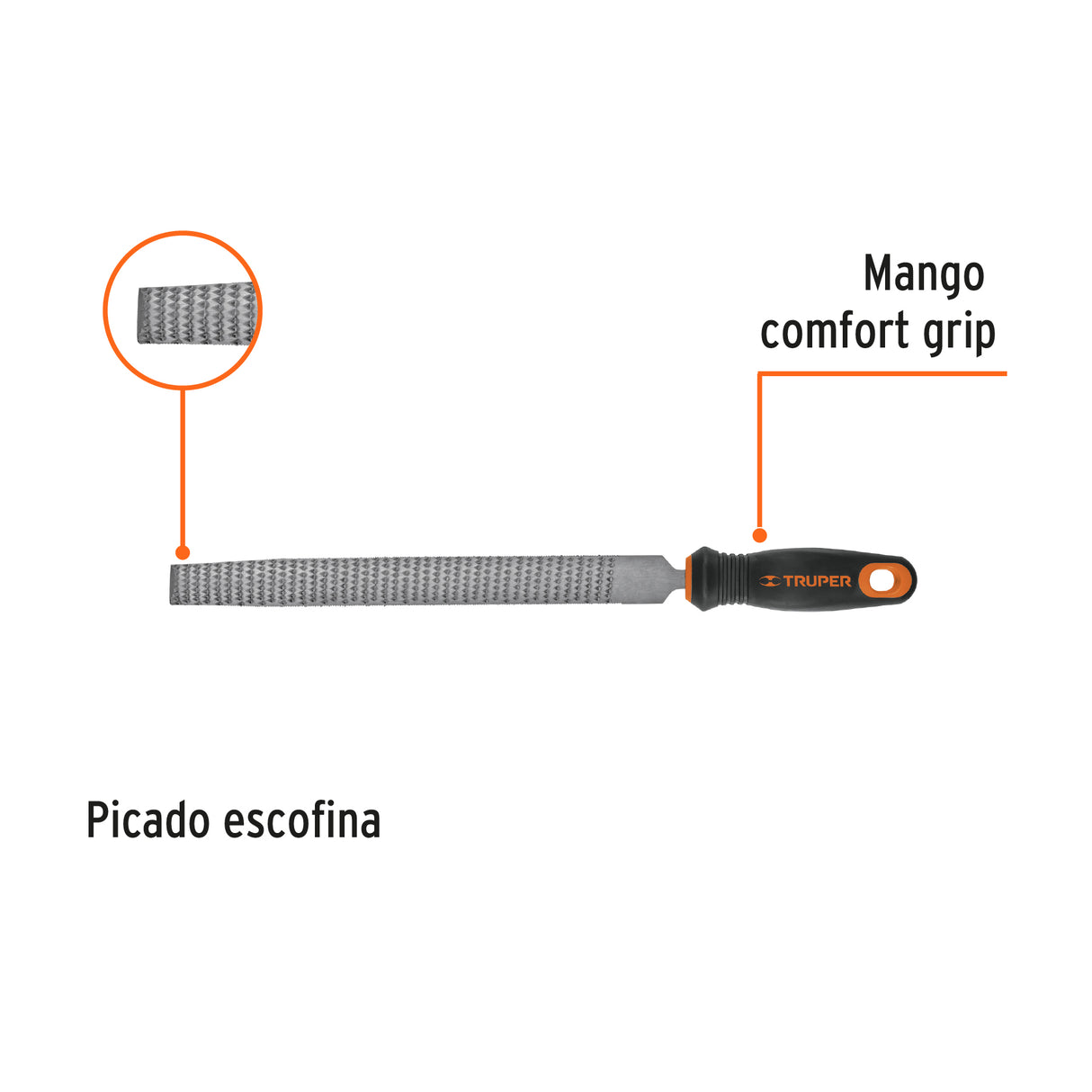 Lima Escofina 6' con Mango Doble Inyección, Truper
