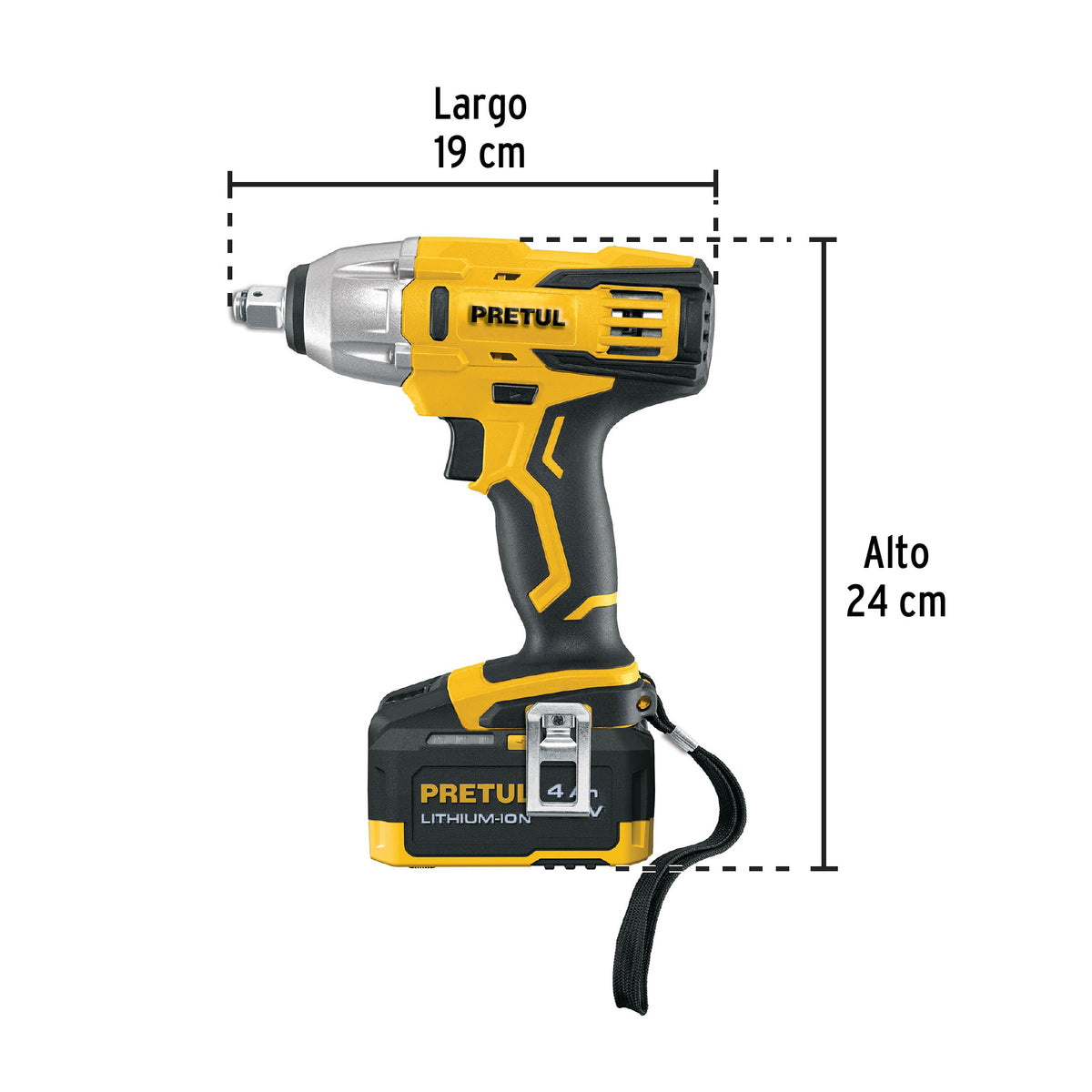 Llave de Impacto 1/2', 20 V, 155 lb/ft, 1 Batería 4 Ah, Pretul